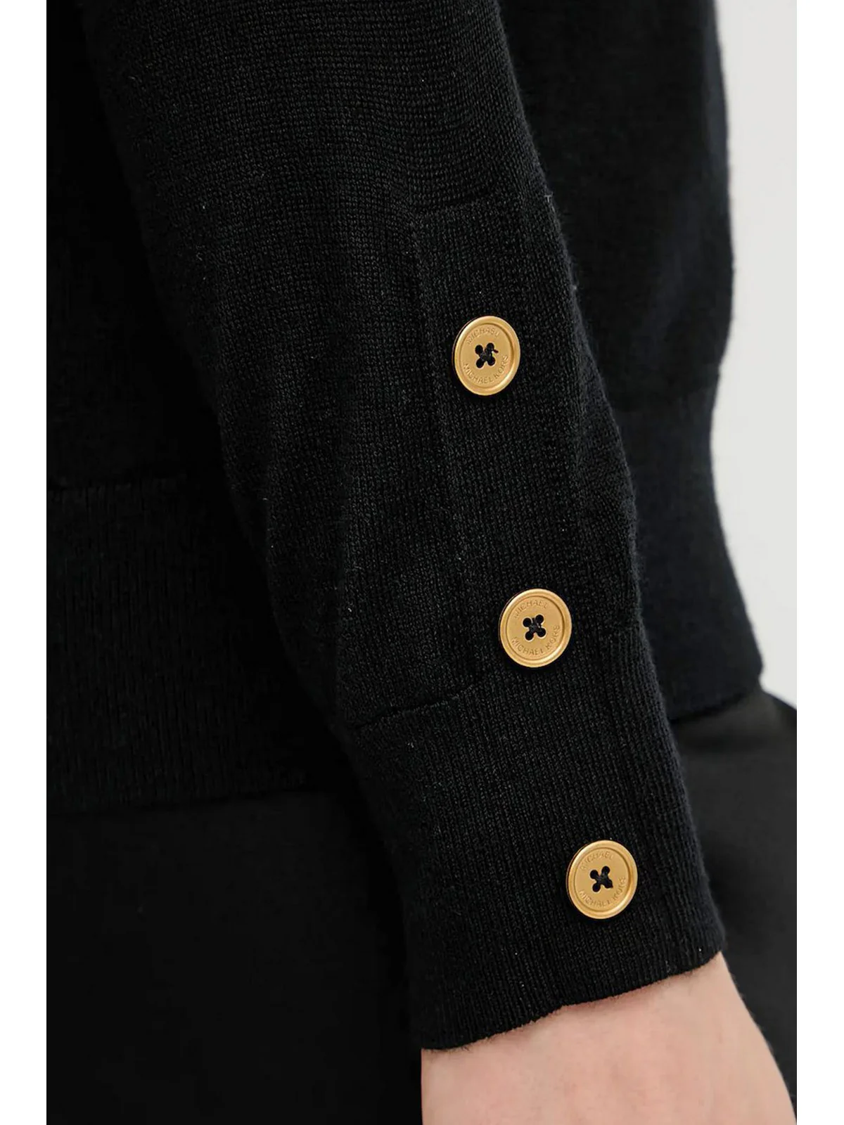 MICHAEL KORS Maglione Donna MERINO BUTTON SLV LS SWTR MT5619D4VR 001 BLACK - Image 2