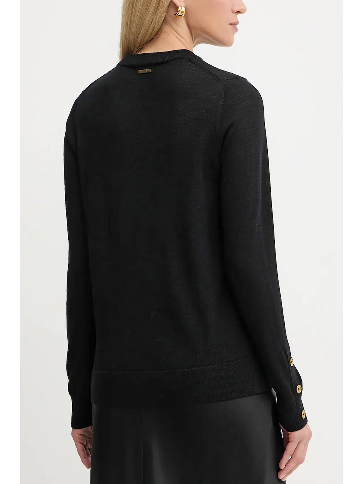 MICHAEL KORS Maglione Donna MERINO BUTTON SLV LS SWTR MT5619D4VR 001 BLACK - Image 3