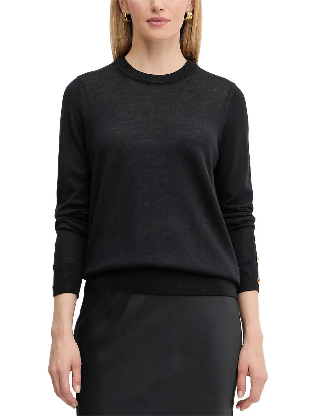 MICHAEL KORS Maglione Donna MERINO BUTTON SLV LS SWTR MT5619D4VR 001 BLACK - Image 4