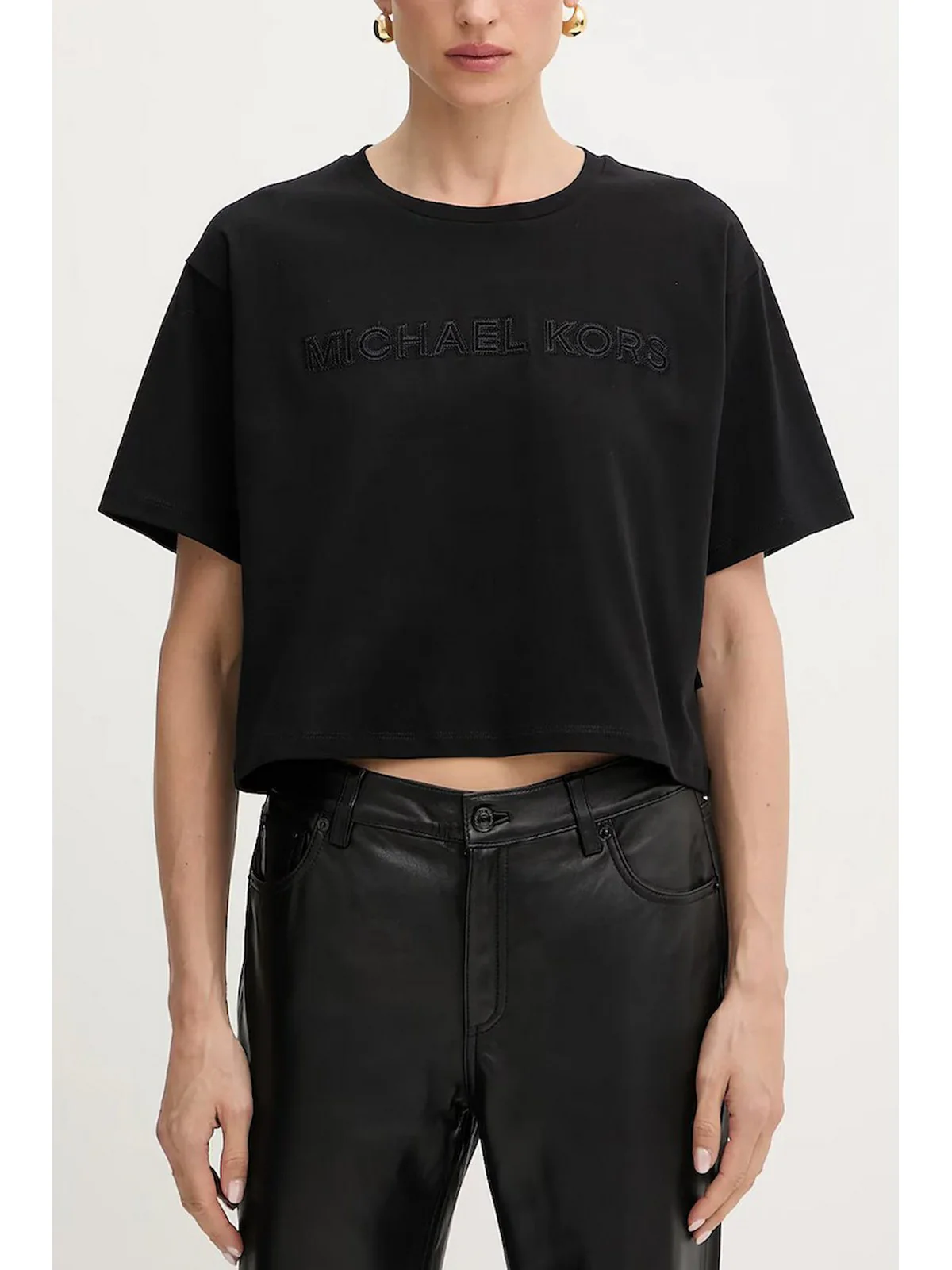 MICHAEL KORS T-shirt Donna CROP MICHAEL KORS TEE MT551VJ2ZU 001 BLACK - Image 2