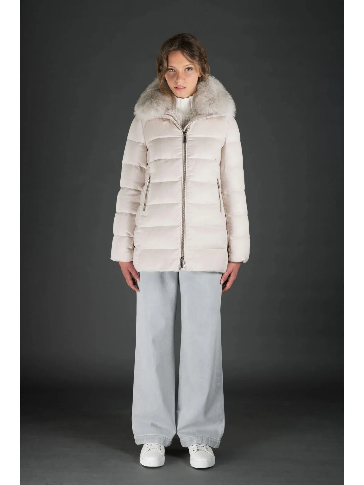 MOORER Piumino Donna DORADO-FUR-LS9 MODGI300004  U0215 Bianco - Image 2