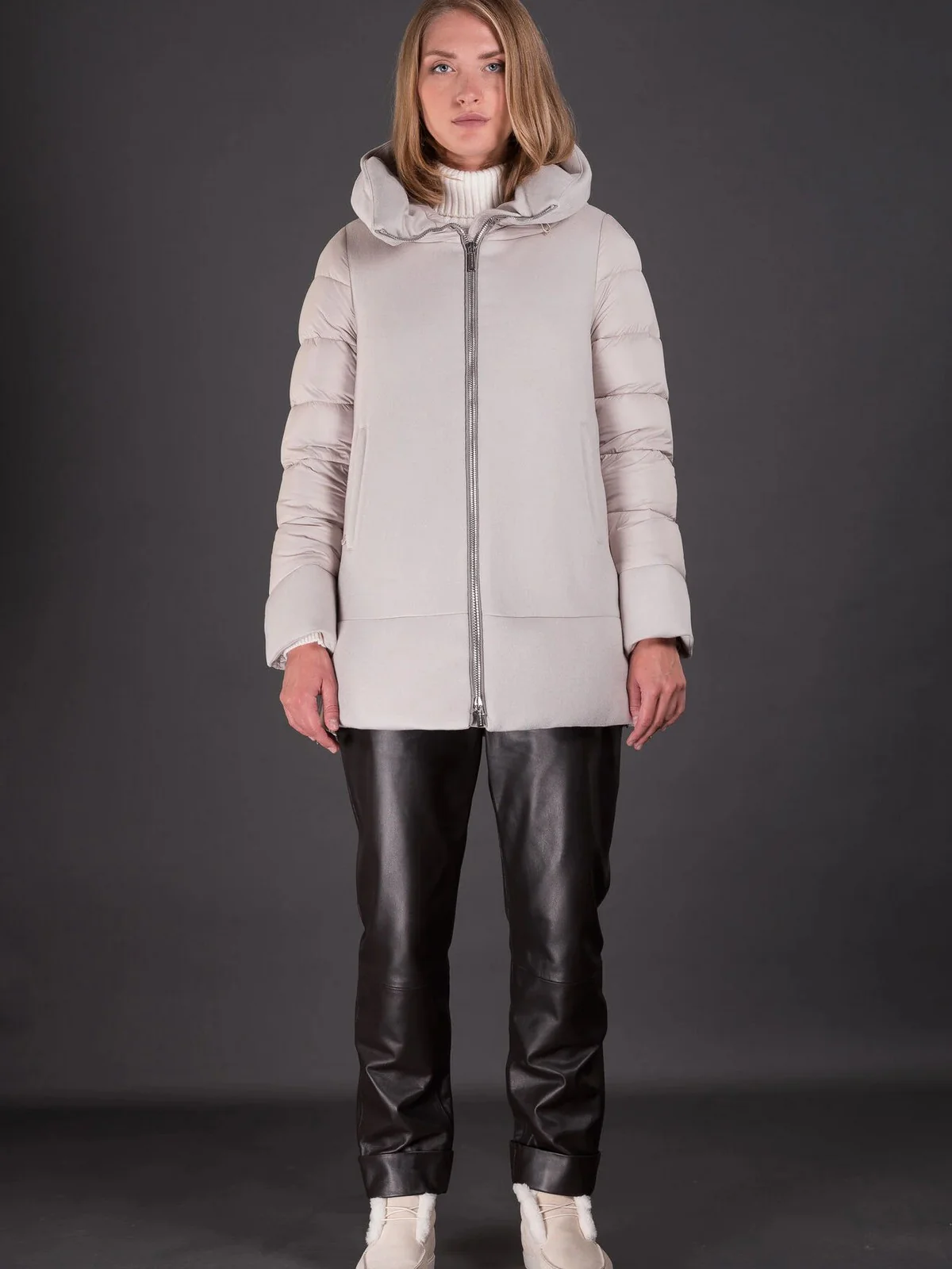 MOORER Piumino Donna Fresia-le MODGI300007 TEPA209 U0105 MARMO - Image 8