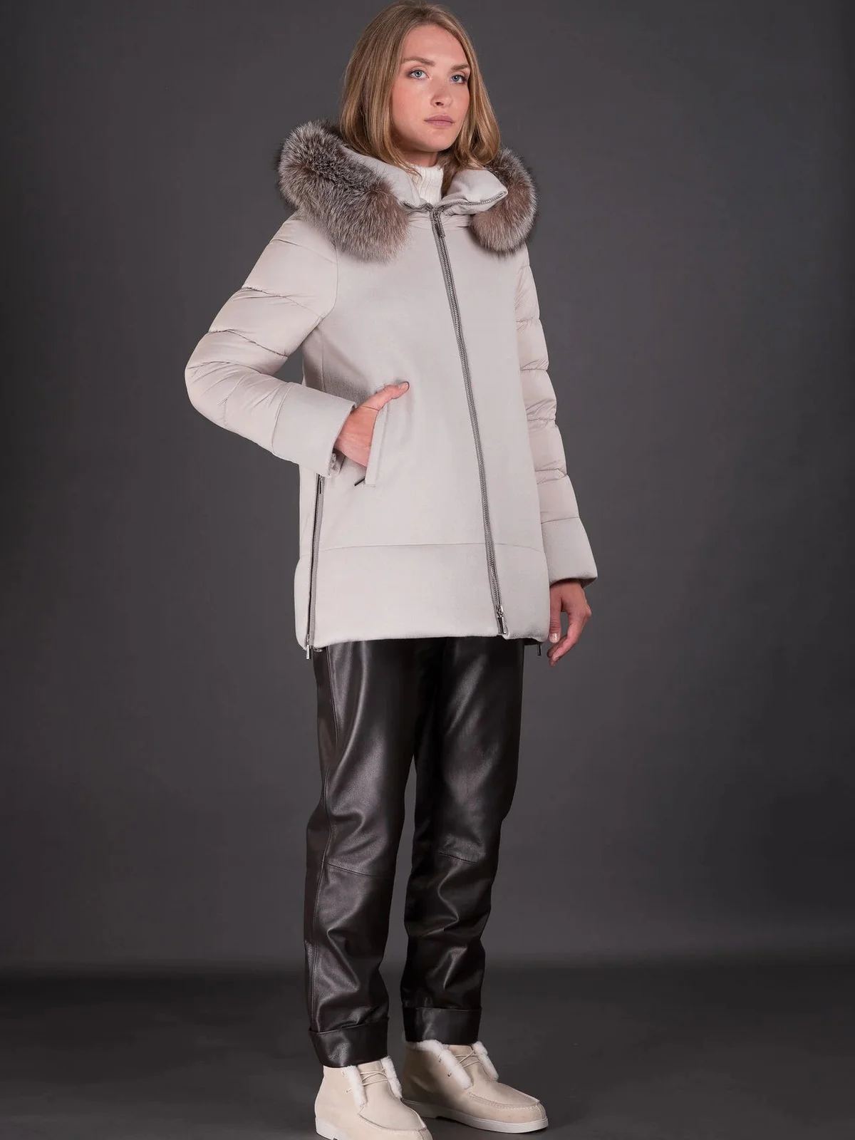 MOORER Piumino Donna Fresia-le MODGI300007 TEPA209 U0105 MARMO - Image 9