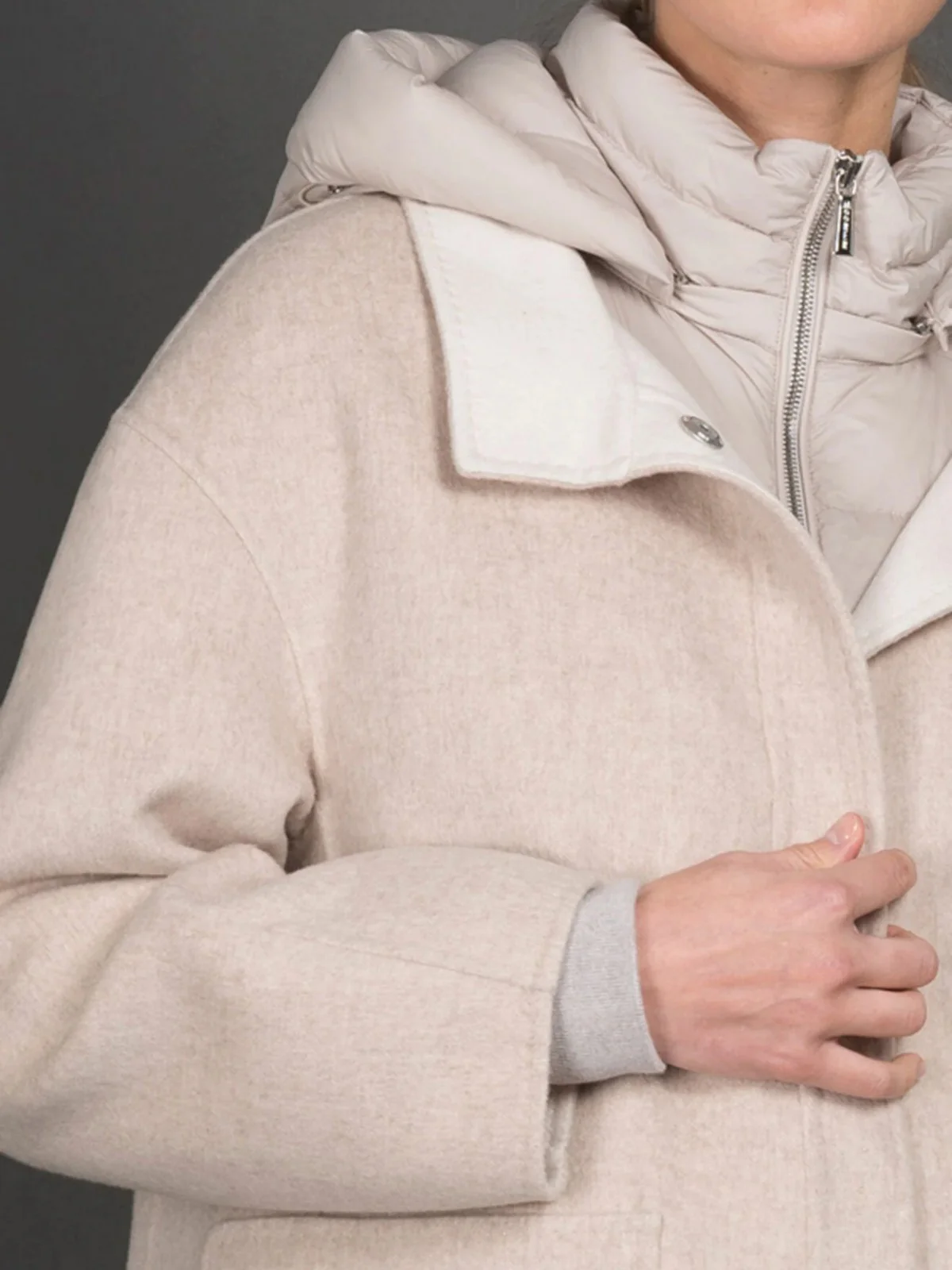 MOORER Piumino Donna NATISHA-CWB MODGI100980 TEPAG25 SABBIA/ANGORA - Image 2