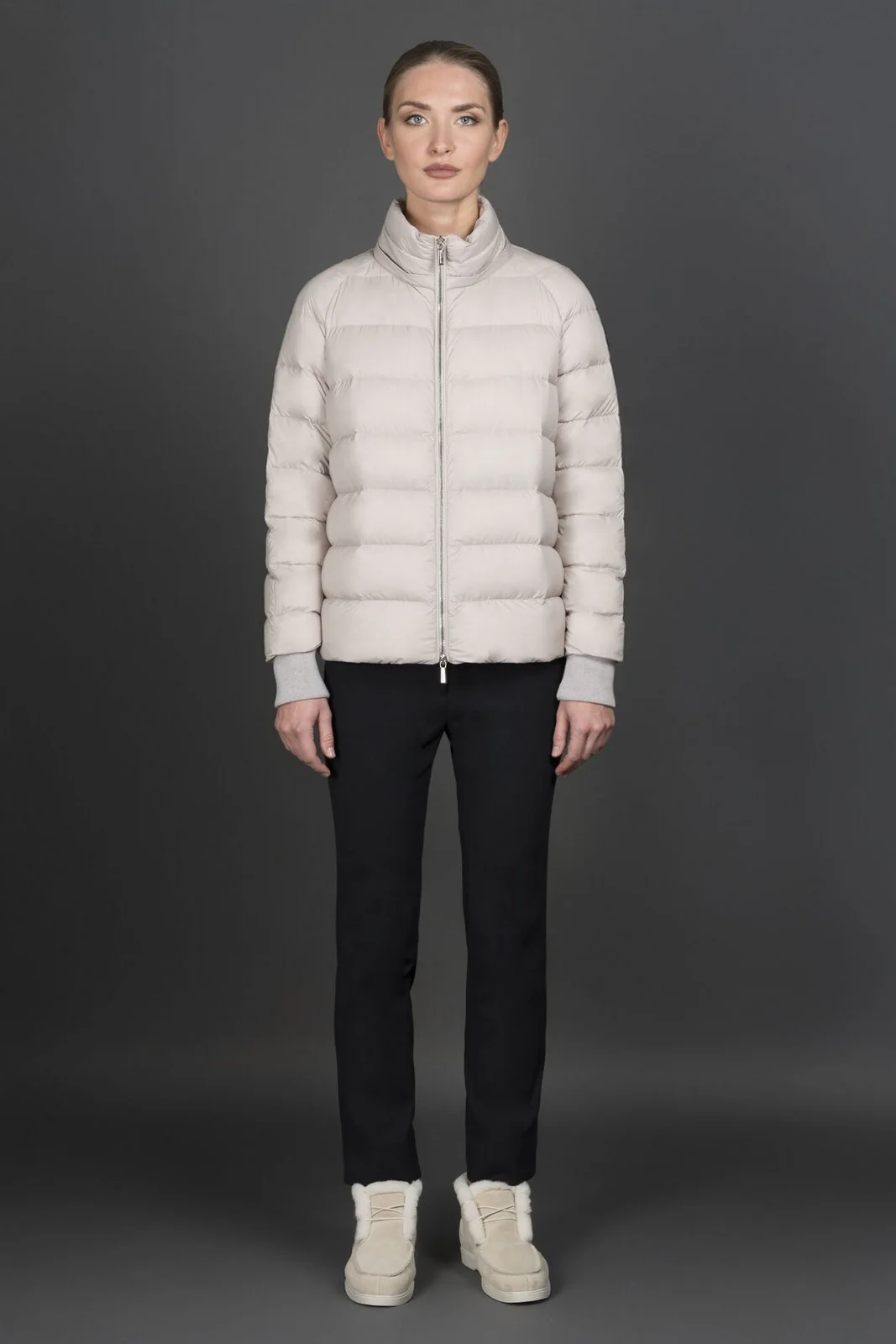 MOORER Piumino Donna NATISHA-CWB MODGI100980 TEPAG25 SABBIA/ANGORA - Image 5