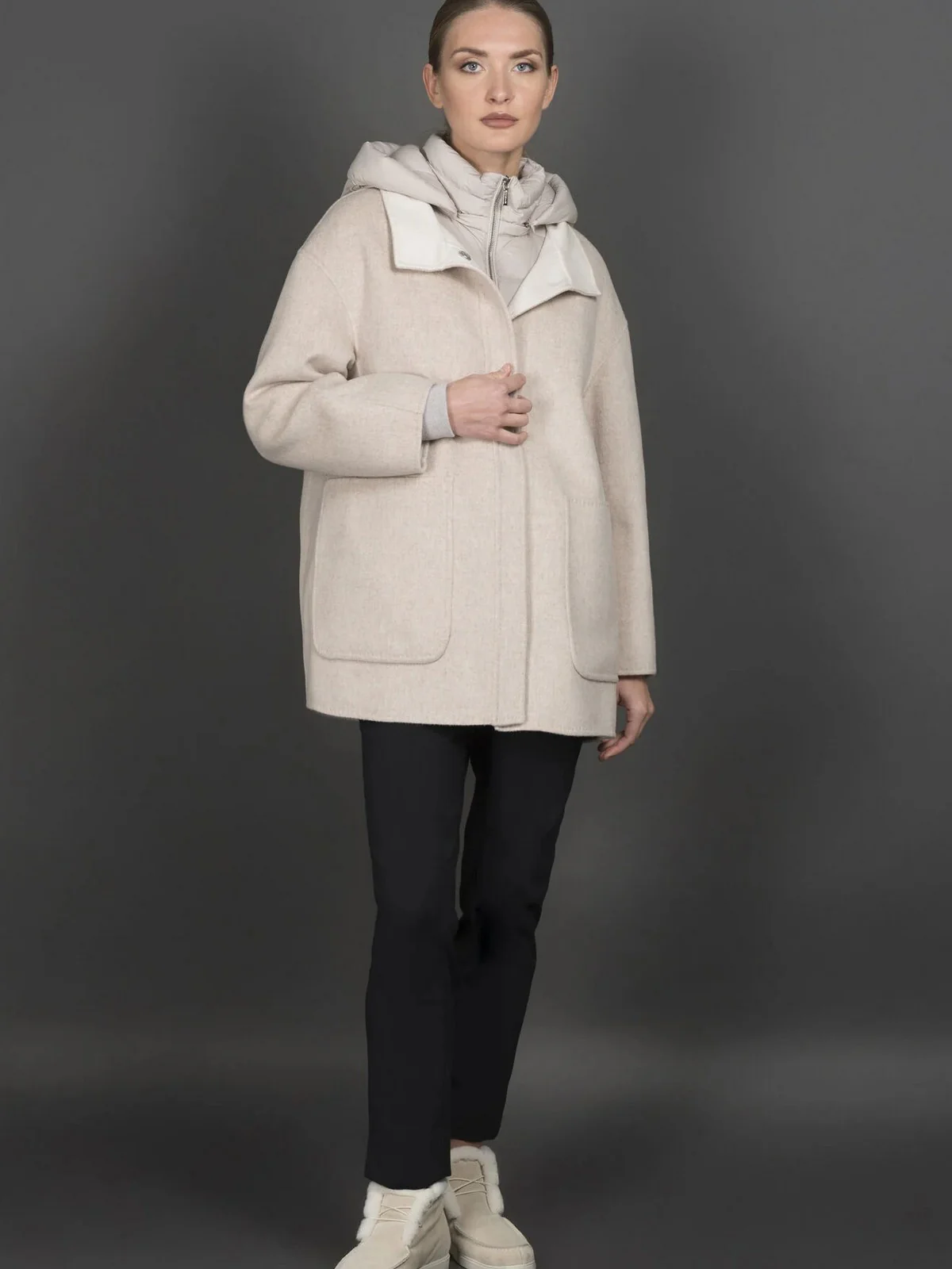 MOORER Piumino Donna NATISHA-CWB MODGI100980 TEPAG25 SABBIA/ANGORA - Image 7