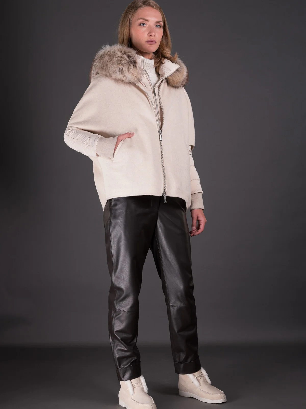 MOORER Piumino Donna PEGASO-CWR MODGI300009 TEPA348 U0118 MARMO - Image 4