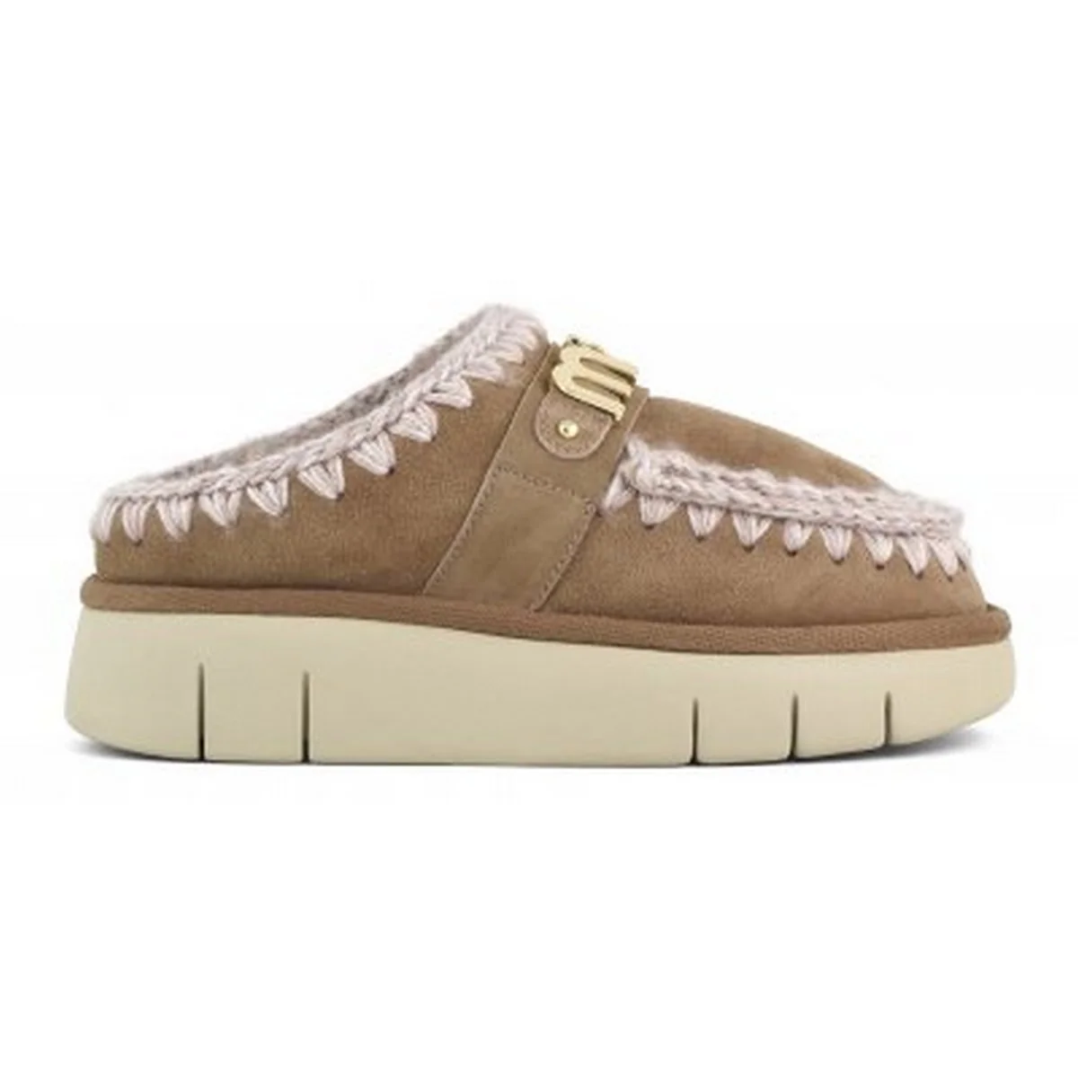 MOU Ciabatta Donna Bounce clog metal logo MU.FW531001A PKBRO Pink Brown - Image 2