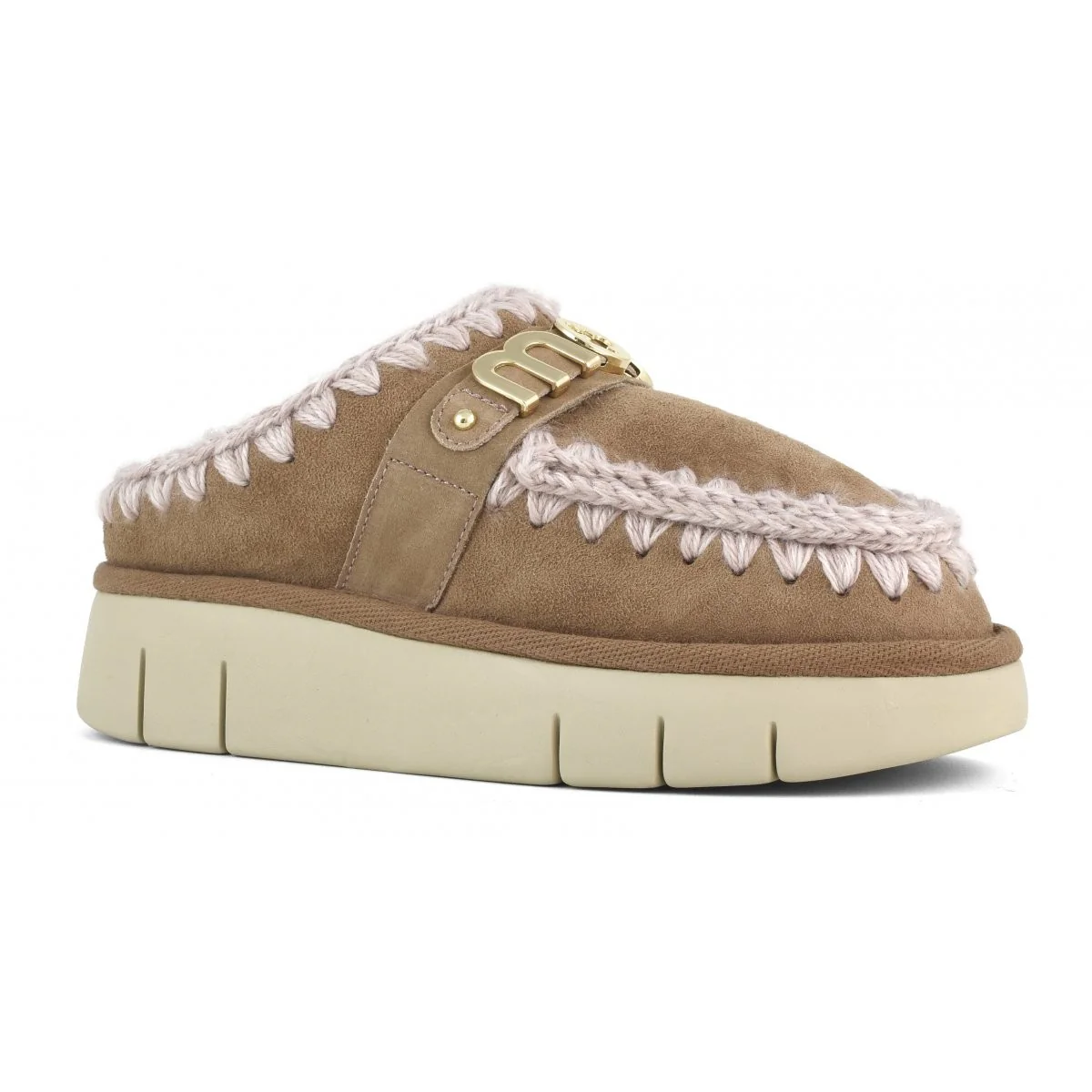 MOU Ciabatta Donna Bounce clog metal logo MU.FW531001A PKBRO Pink Brown - Image 3