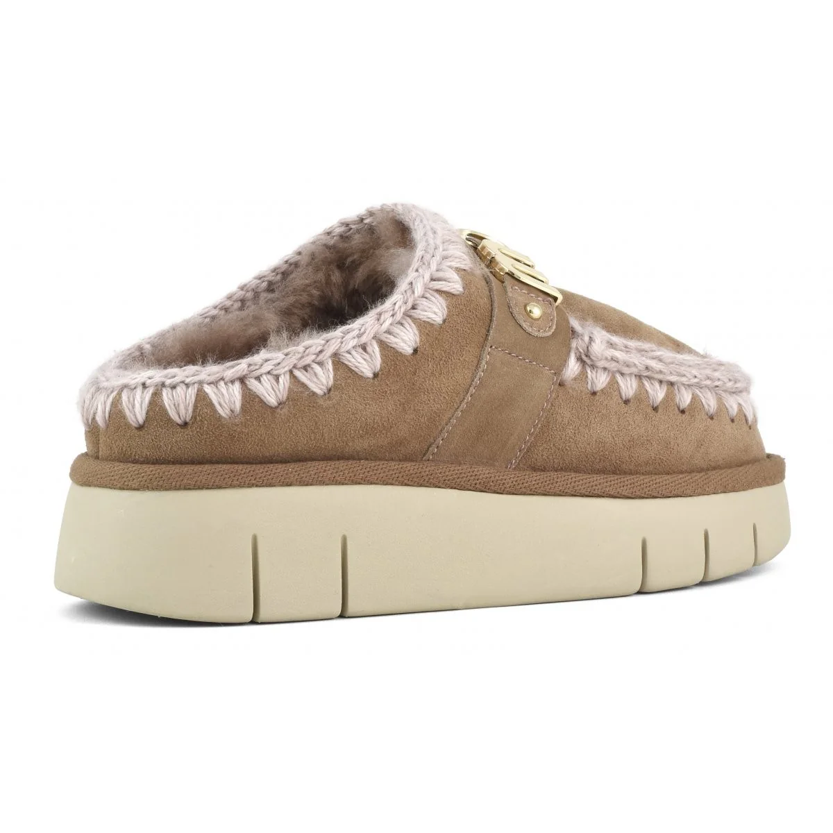 MOU Ciabatta Donna Bounce clog metal logo MU.FW531001A PKBRO Pink Brown - Image 4