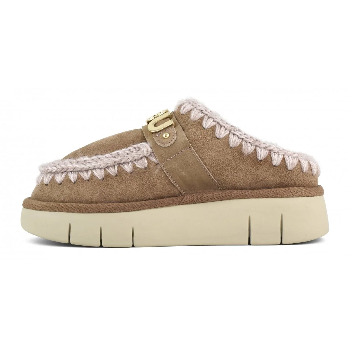 MOU Ciabatta Donna Bounce clog metal logo MU.FW531001A PKBRO Pink Brown - Image 6