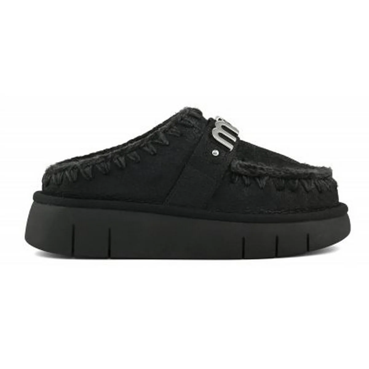 MOU Ciabatta Donna Bounce clog special leather - MU.FW531001B CBKG Cracked Black - Image 2