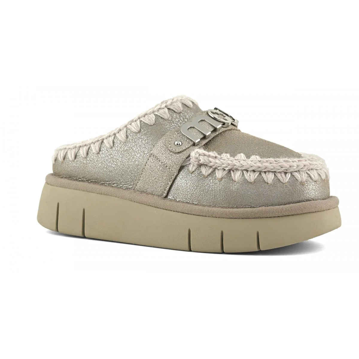 MOU Ciabatta Donna Bounce clog special leather - MU.FW531001B STME Stone Metalic - Image 4