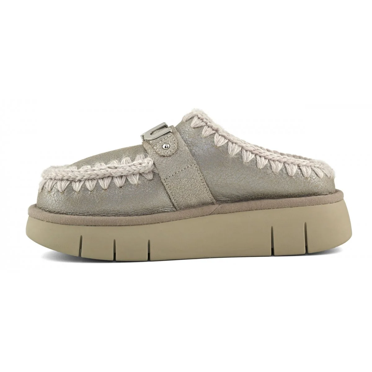 MOU Ciabatta Donna Bounce clog special leather - MU.FW531001B STME Stone Metalic - Image 7