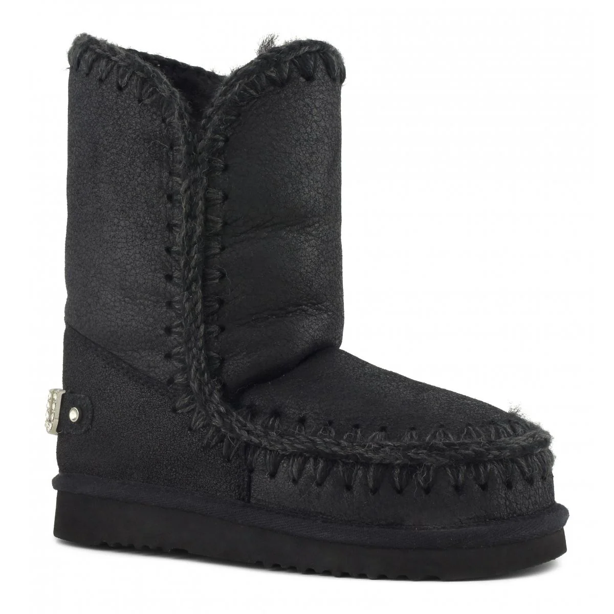 MOU Stivali e Stivaletti Donna Eskimo 24  rhinestones logo MU.FW101037B CBKG Cracked Black - Image 2