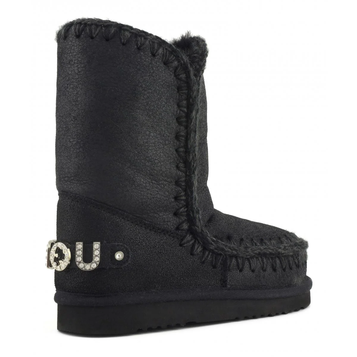 MOU Stivali e Stivaletti Donna Eskimo 24  rhinestones logo MU.FW101037B CBKG Cracked Black - Image 3