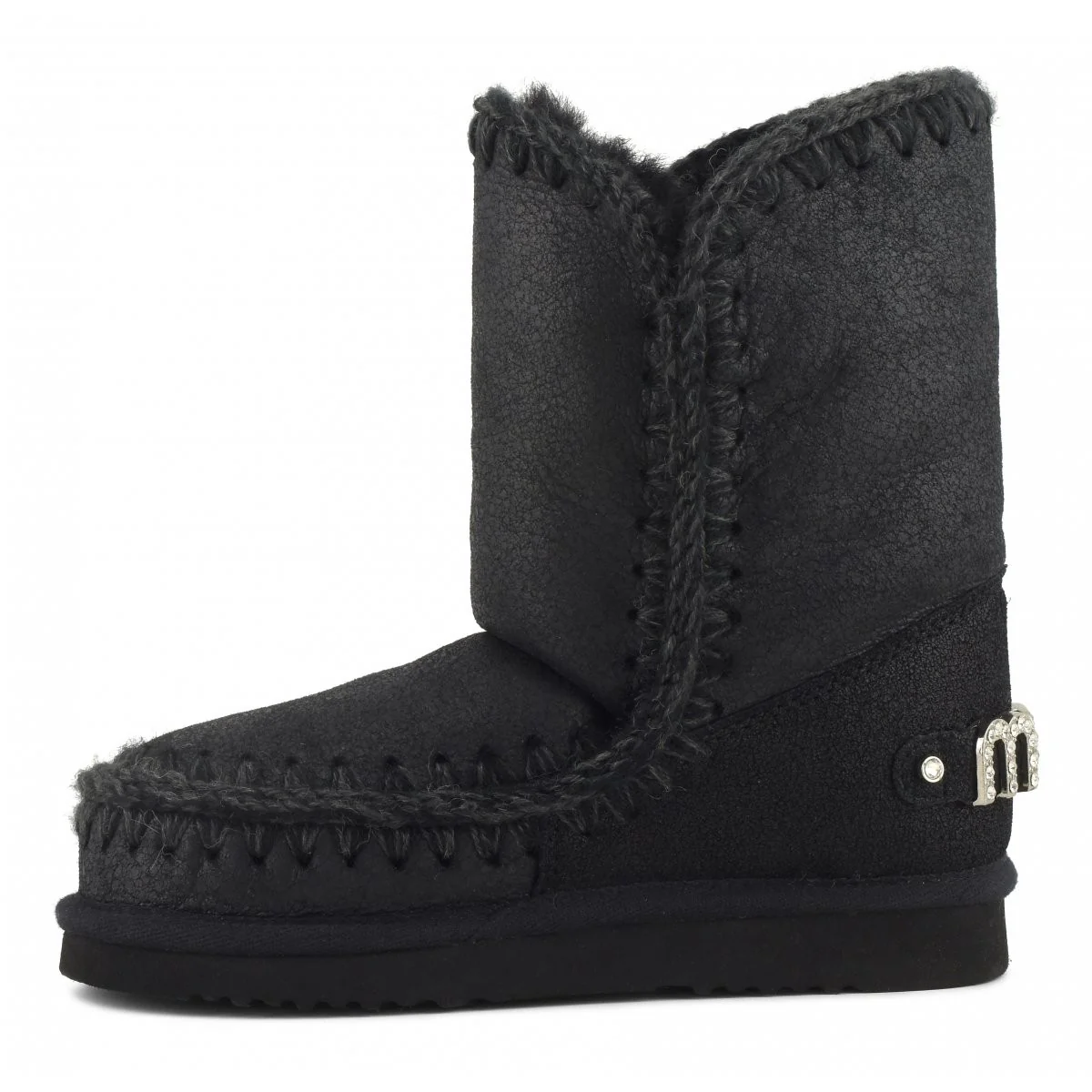 MOU Stivali e Stivaletti Donna Eskimo 24  rhinestones logo MU.FW101037B CBKG Cracked Black - Image 5