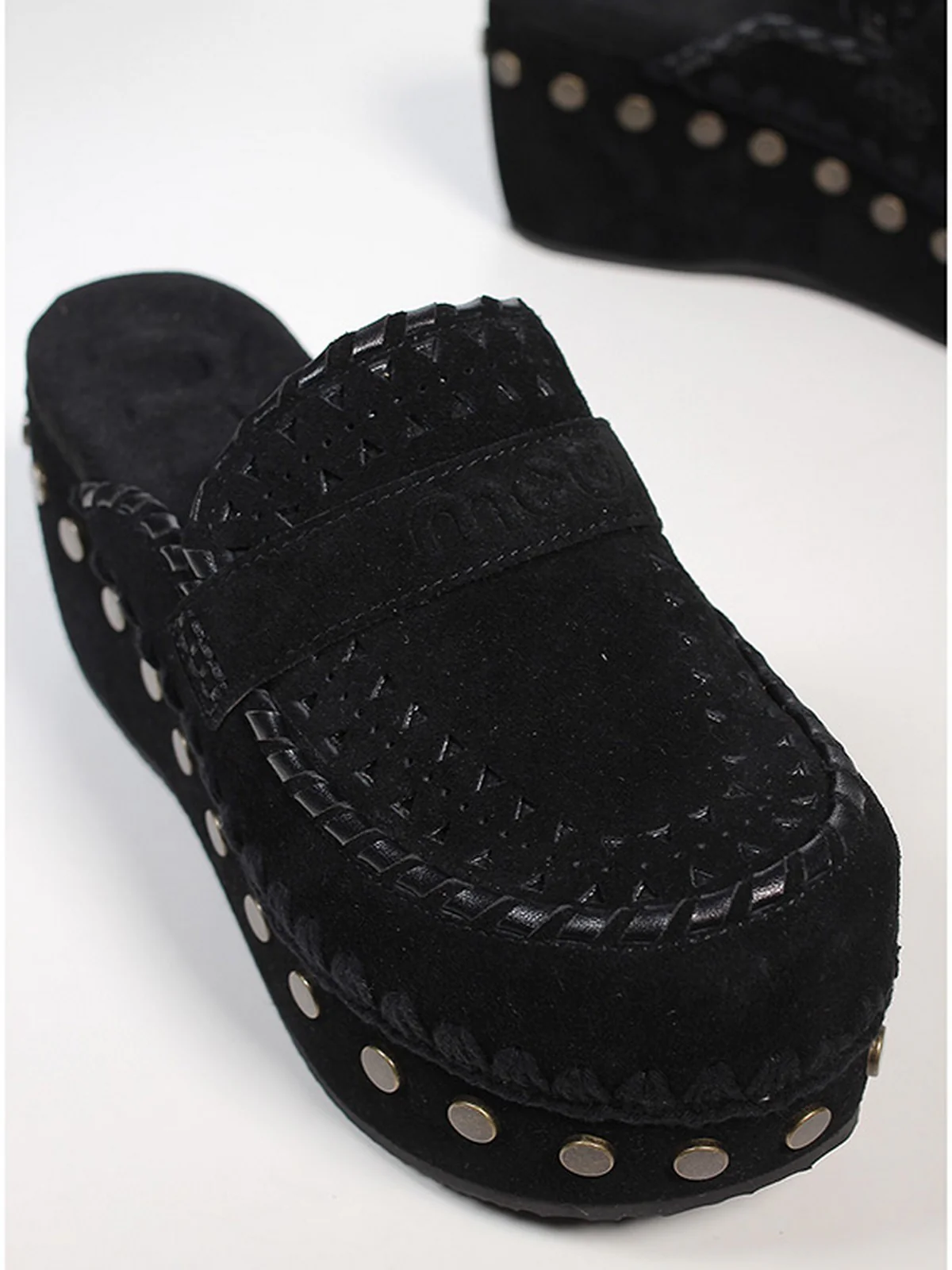 MOU Zeppa Donna Clog leather overstitching MU.SW611004A BKBK BLACK - Image 2