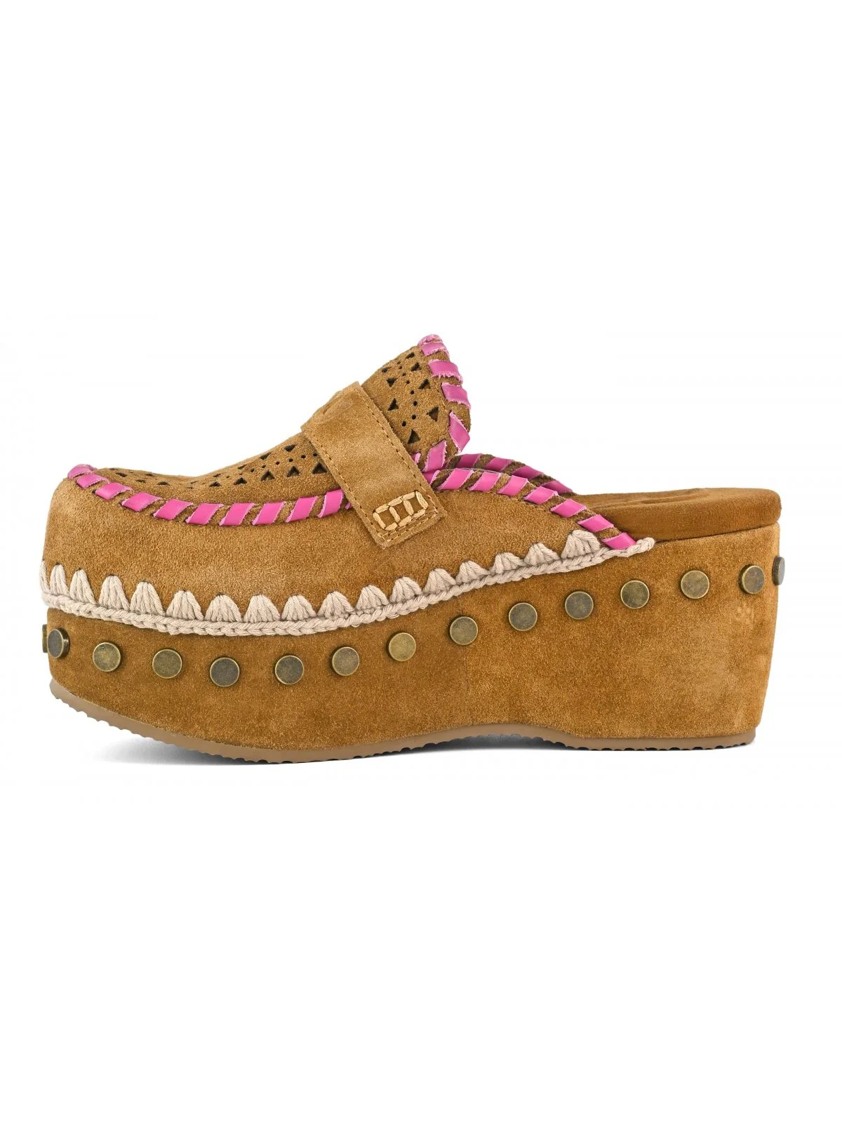 MOU Zeppa Donna Clog leather overstitching MU.SW611004A COG Marrone - Image 2