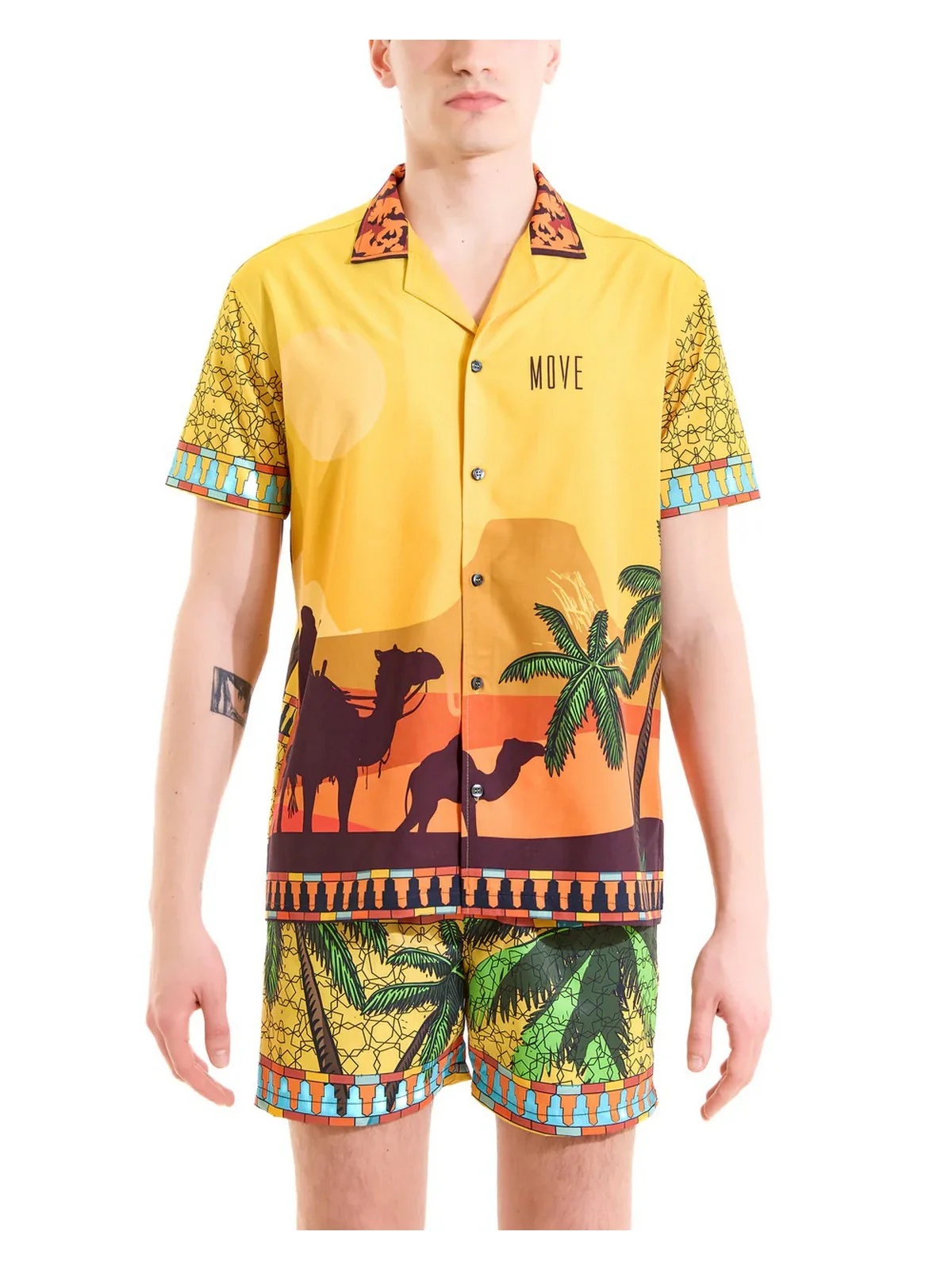 MOVE be different Camicia Uomo  CAMICIA BOWLING CASABLANCA GIALLO - Image 3