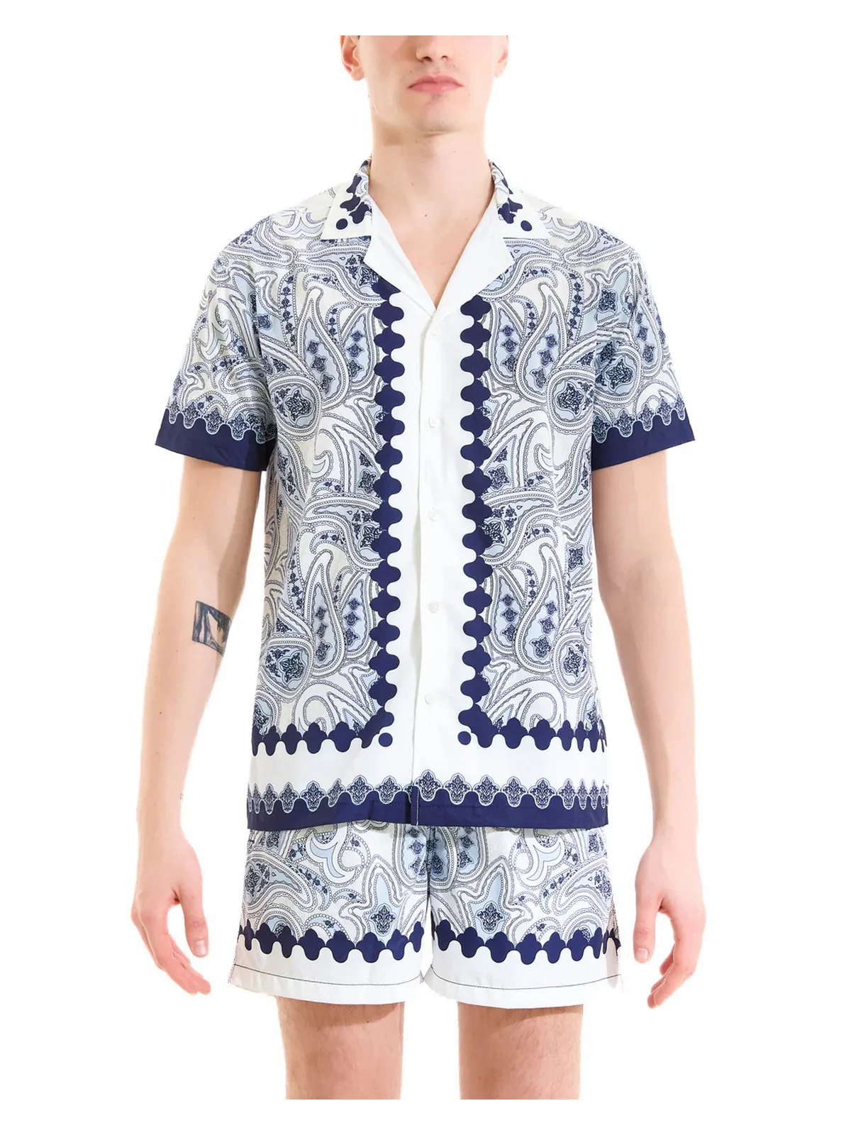 MOVE be different Camicia Uomo  CAMICIA BOWLING PRINT J BIANCO/BLU - Image 2