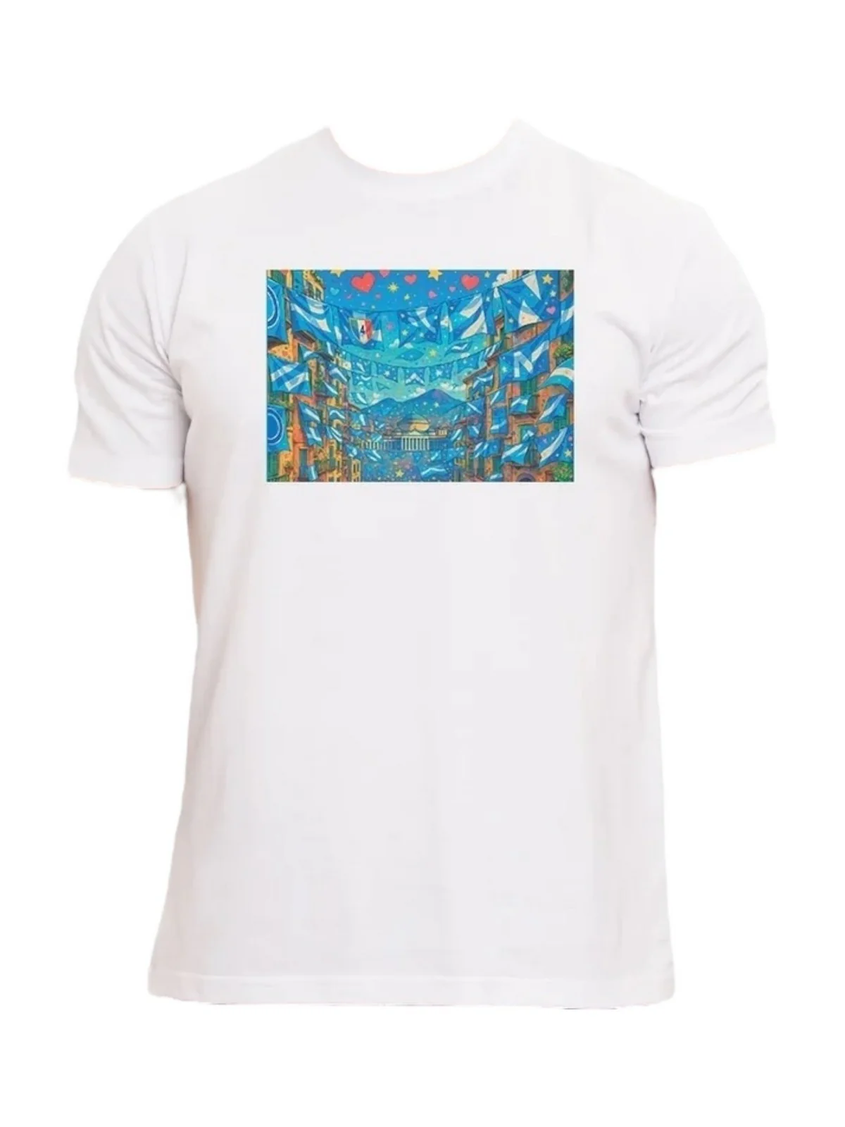 MOVE be different T-shirt Uomo T-SHIRT NAPOLI 02 FLAGS BIANCO