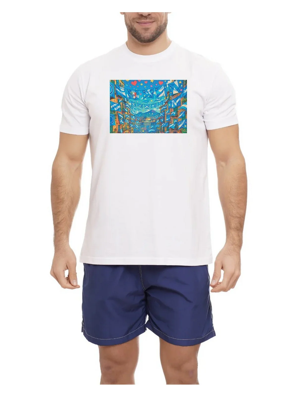 MOVE be different T-shirt Uomo T-SHIRT NAPOLI 02 FLAGS BIANCO - Image 2