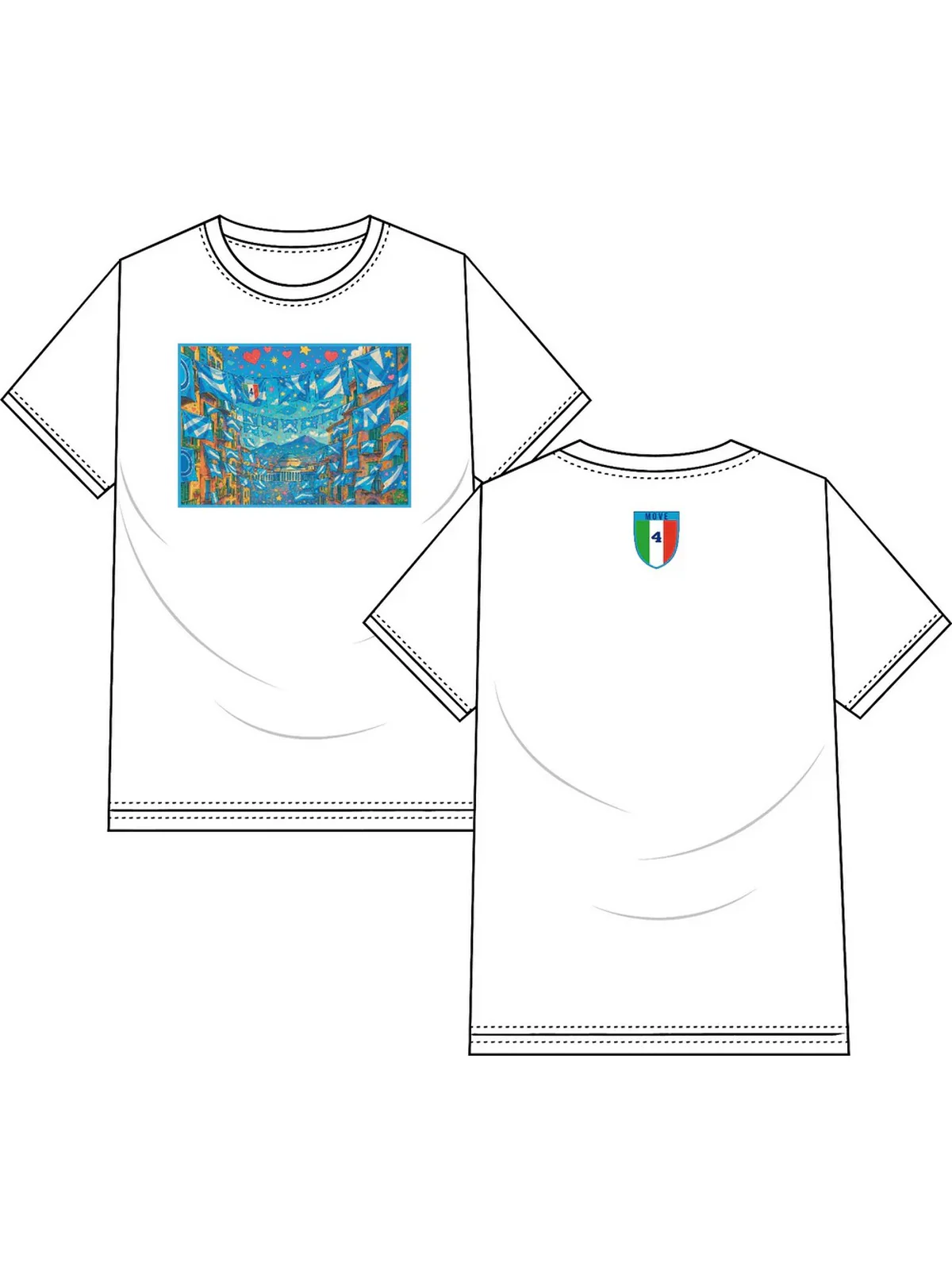 MOVE be different T-shirt Uomo T-SHIRT NAPOLI 02 FLAGS BIANCO - Image 3