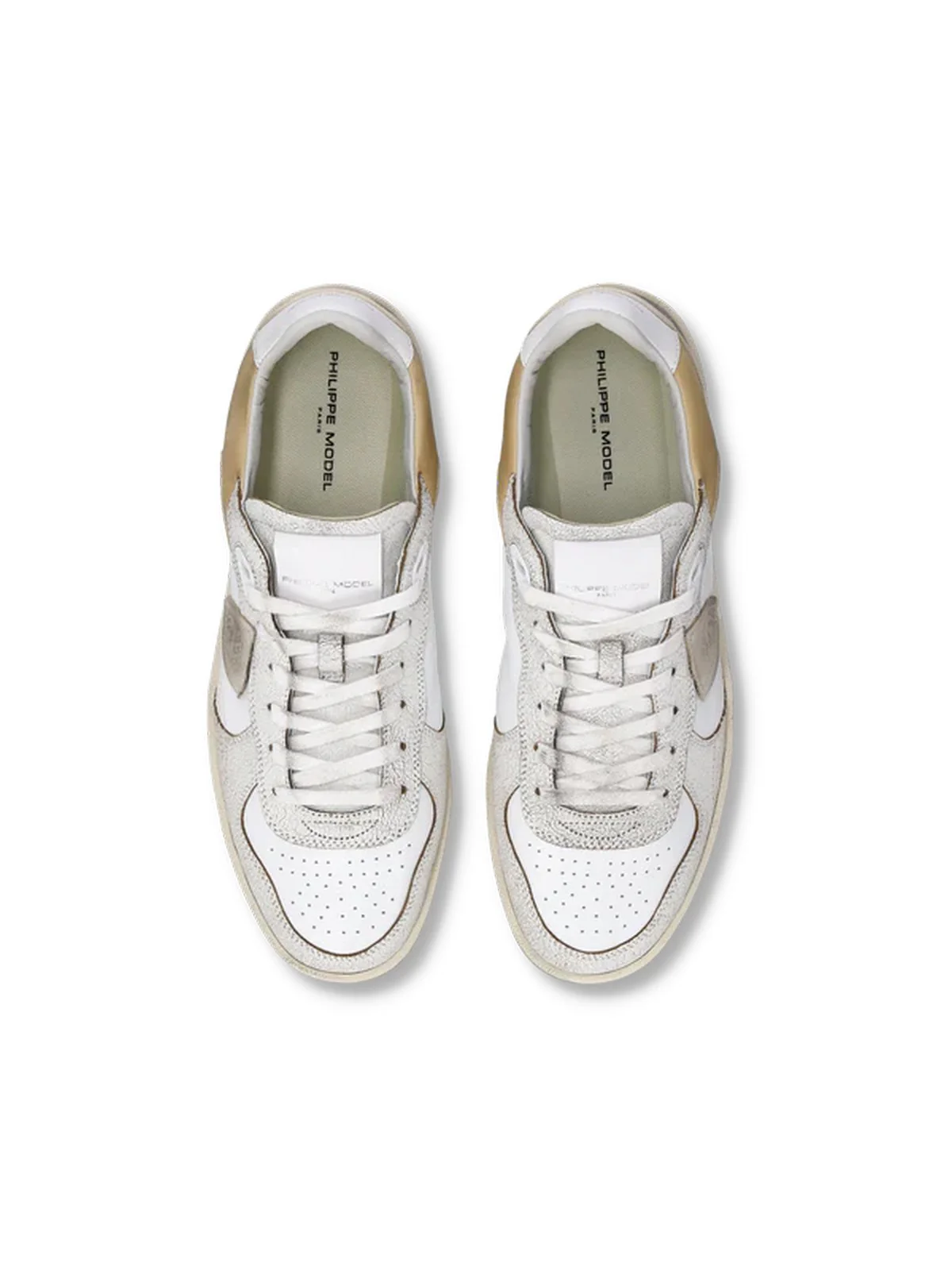 PHILIPPE MODEL Sneaker Uomo PGAL LOW MAN PGLU VC01 VEAU CRACKLE'_BLANC SABLE' - Image 4