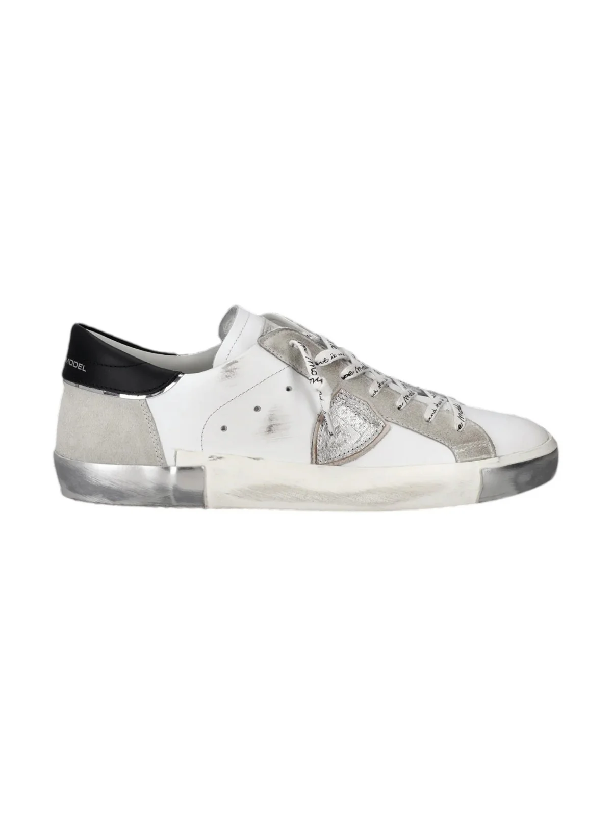 PHILIPPE MODEL Sneaker Uomo Prsx Low Man PRLU MA02 FOXY LAMINE'_BLANC ARGENT