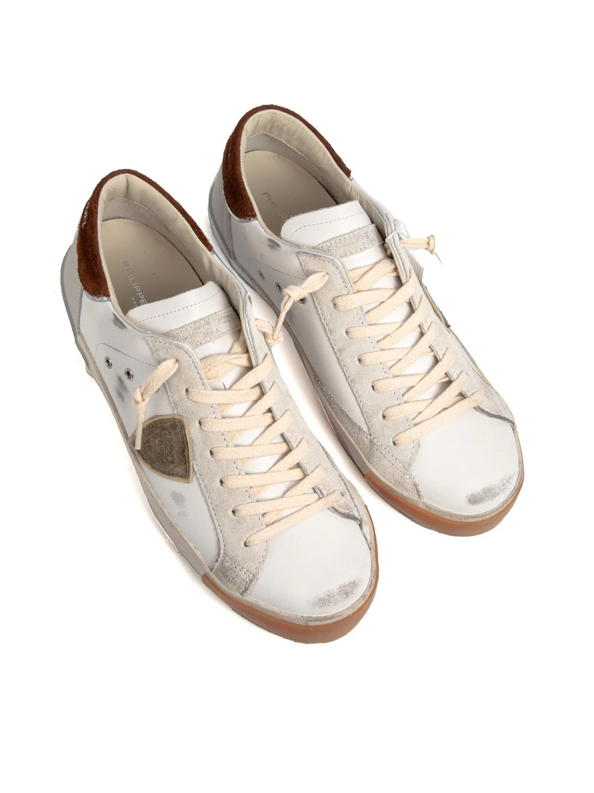 PHILIPPE MODEL Sneaker Uomo Prsx Low Man PRLU VDP1 VEAU DAIM POP_BLANC BRUN - Image 2
