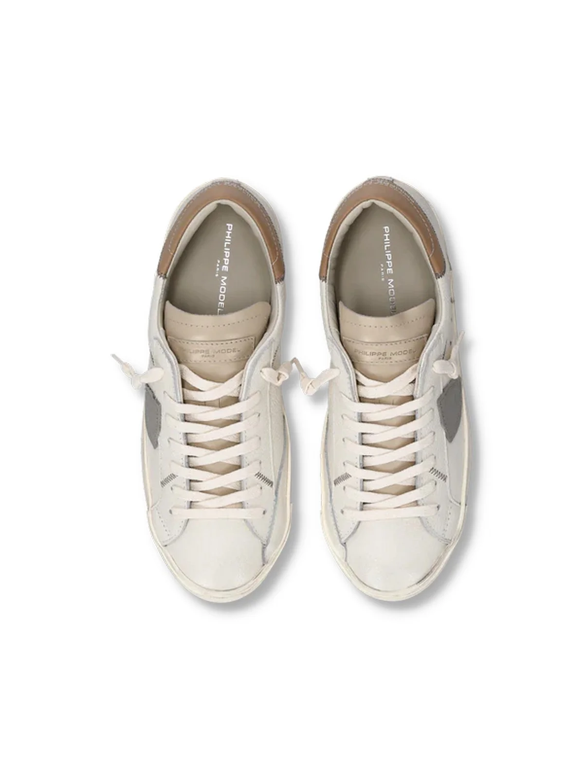 PHILIPPE MODEL Sneaker Uomo Prsx Low Man PRLU VZ01 VEAU CERF_LAIT MUD - Image 4