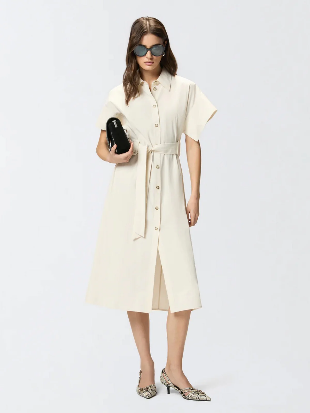 PINKO Abito Donna ALESHA ABITO COTONE FLUIDO 106309-A2ER C03 BEIGE G. MAROSO - Image 5