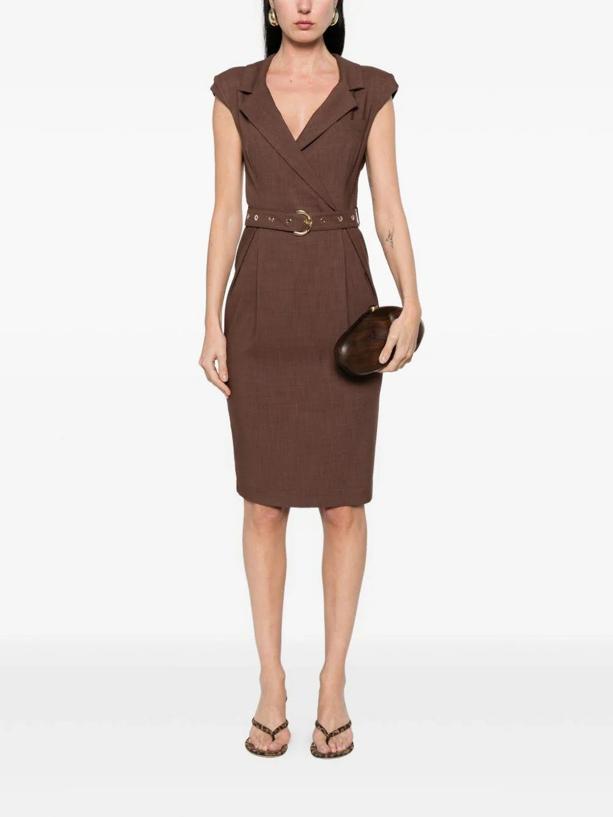 PINKO Abito Donna AMADINE ABITO FRISOTTINO 106565-A2W6 L78 MARRONE TERRA X PIANTE - Image 2