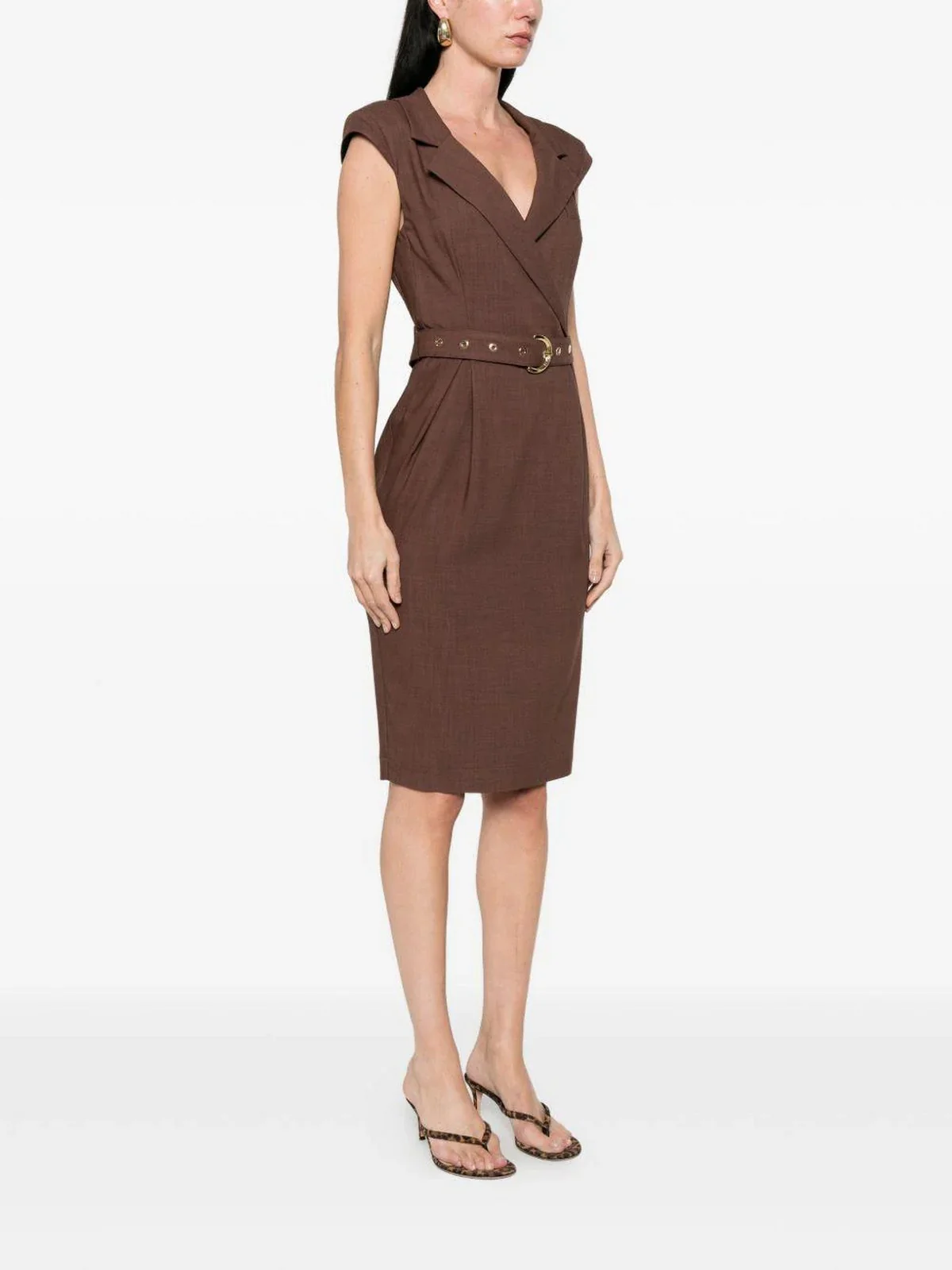 PINKO Abito Donna AMADINE ABITO FRISOTTINO 106565-A2W6 L78 MARRONE TERRA X PIANTE - Image 4