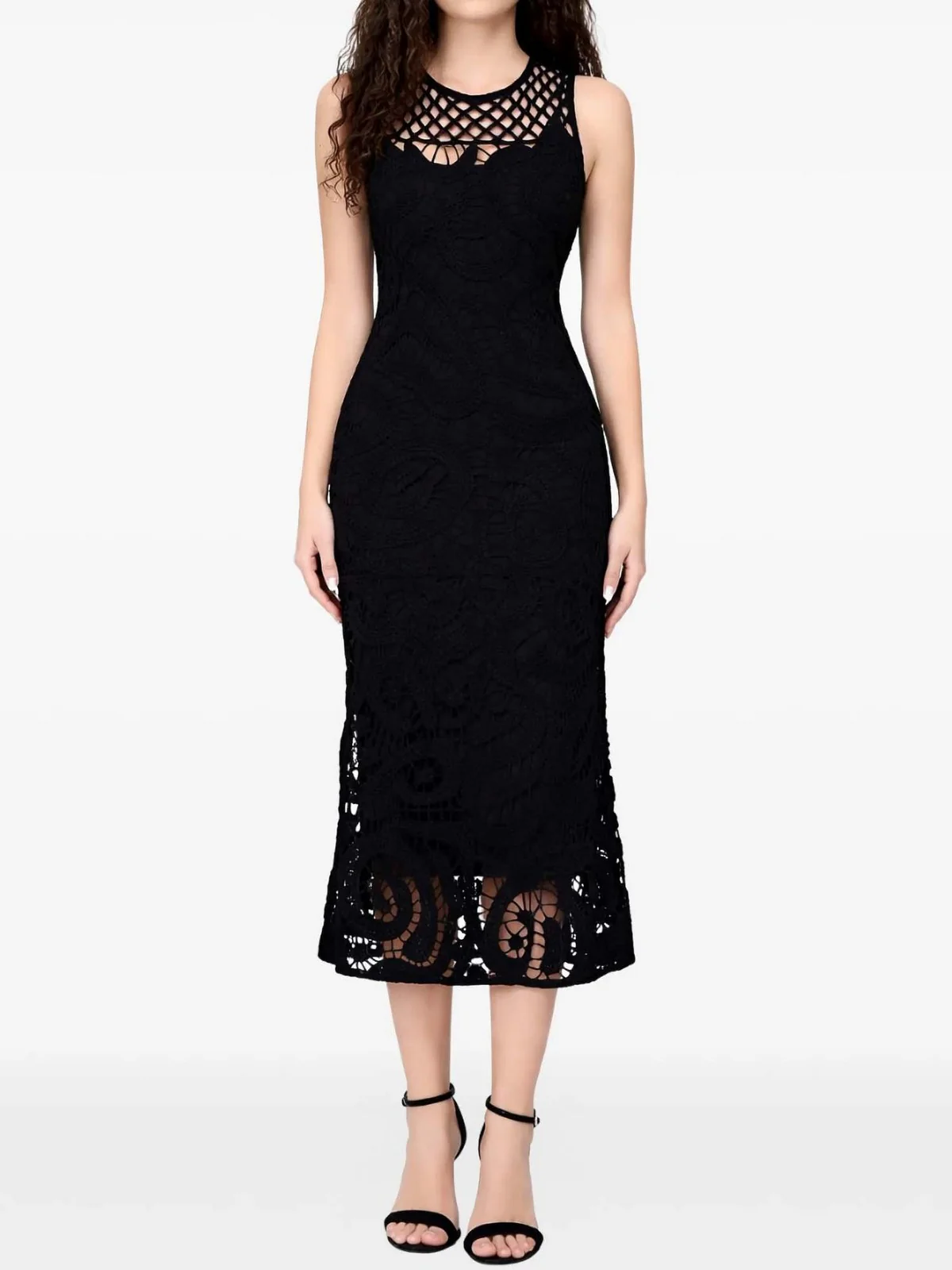 PINKO Abito Donna BUFERA ABITO CROCHET GEOMETRIC 106361-A354 Z99 NERO LIMOUSINE - Image 3