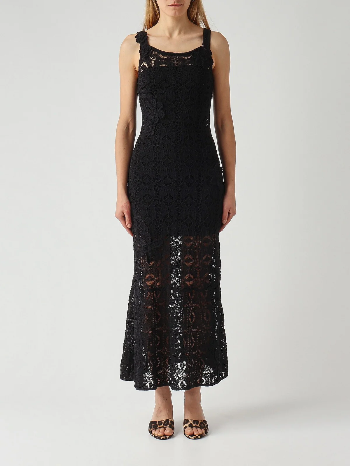PINKO Abito Donna JUNCUS ABITO CROCHET SEWON FLO 106862-A3B8 Z99 NERO LIMOUSINE - Image 2