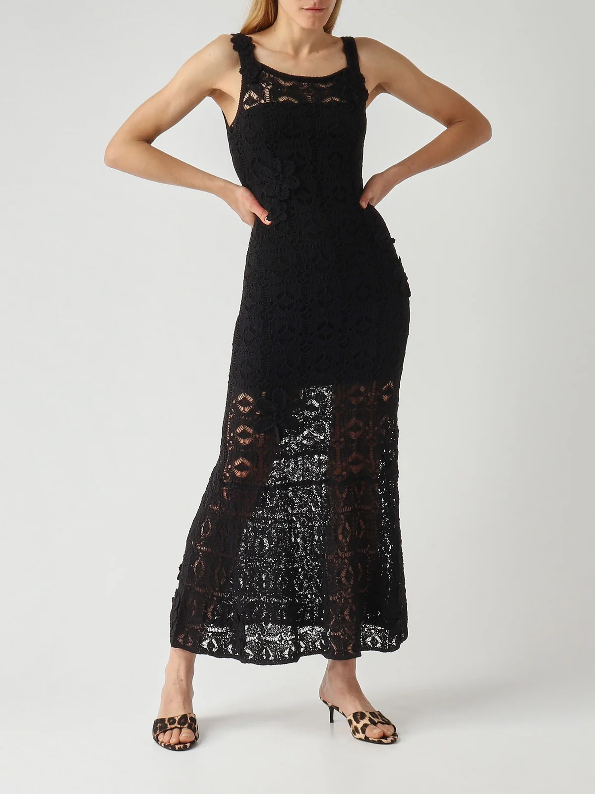 PINKO Abito Donna JUNCUS ABITO CROCHET SEWON FLO 106862-A3B8 Z99 NERO LIMOUSINE - Image 3