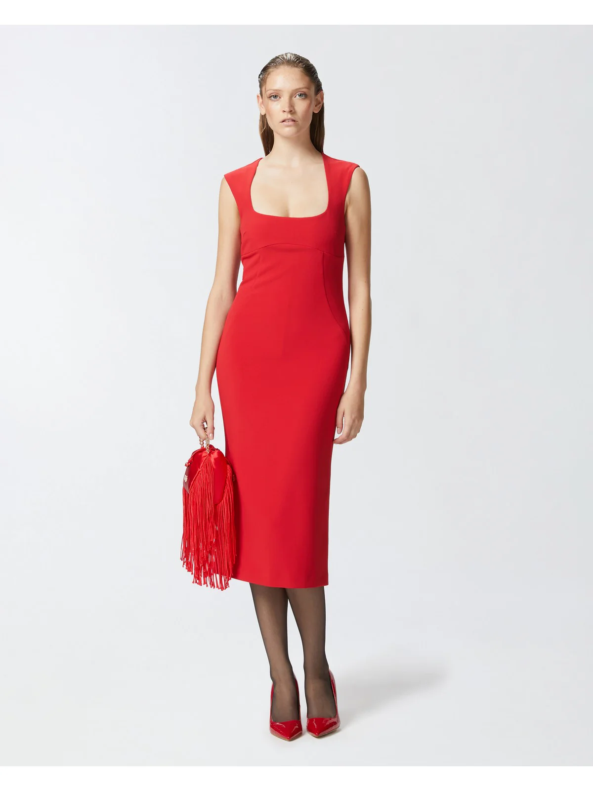 PINKO Abito Donna Valensole Abito Crepe Stretch 103960-A20A RA1 Rosso - Image 3