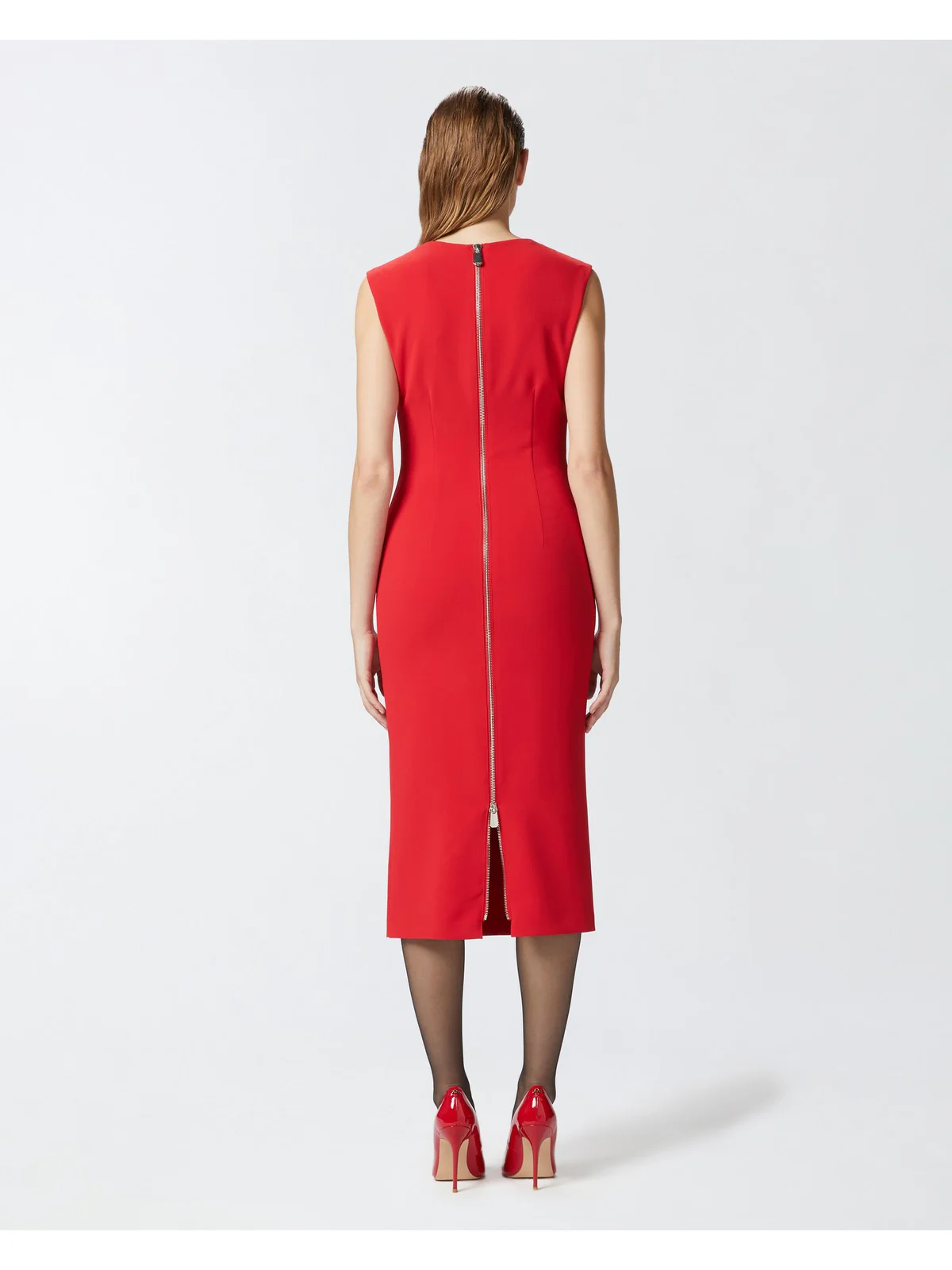 PINKO Abito Donna Valensole Abito Crepe Stretch 103960-A20A RA1 Rosso - Image 4