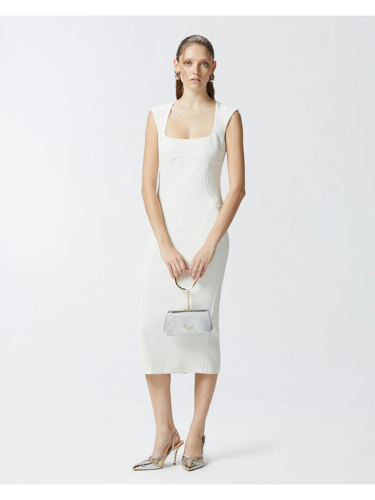 PINKO Abito Donna Valensole Abito Crepe Stretch 103960-A20A Z10 Bianco - Image 2