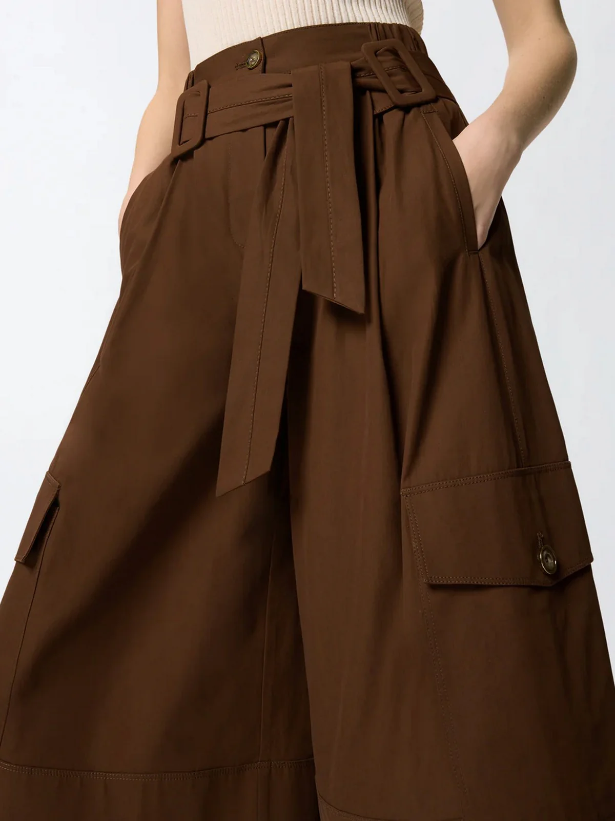 PINKO Bermuda Donna PATRICIA BERMUDA COTONE FLUIDO 106152-A2ER L78 MARRONE TERRA X PIANTE - Image 4