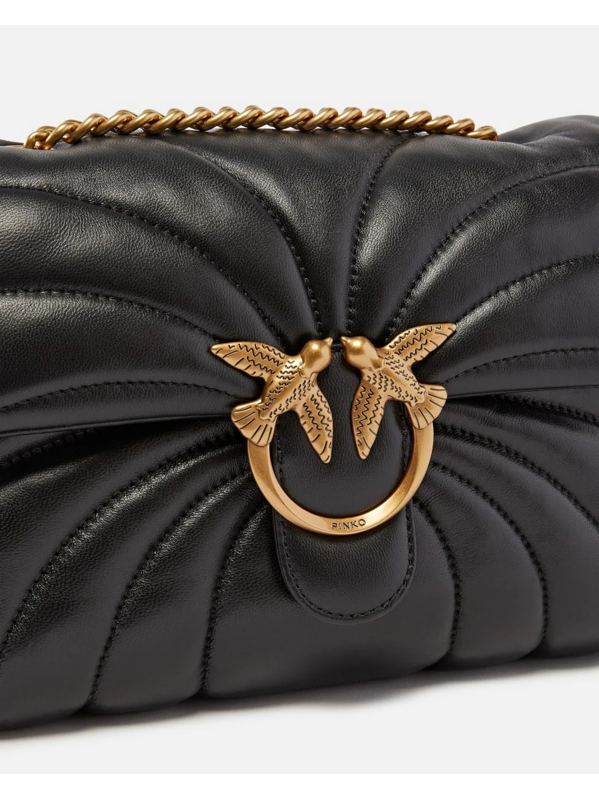 PINKO Borsa Donna  100038-A1EX Z99Q NERO-ANTIQUE GOLD - Image 4