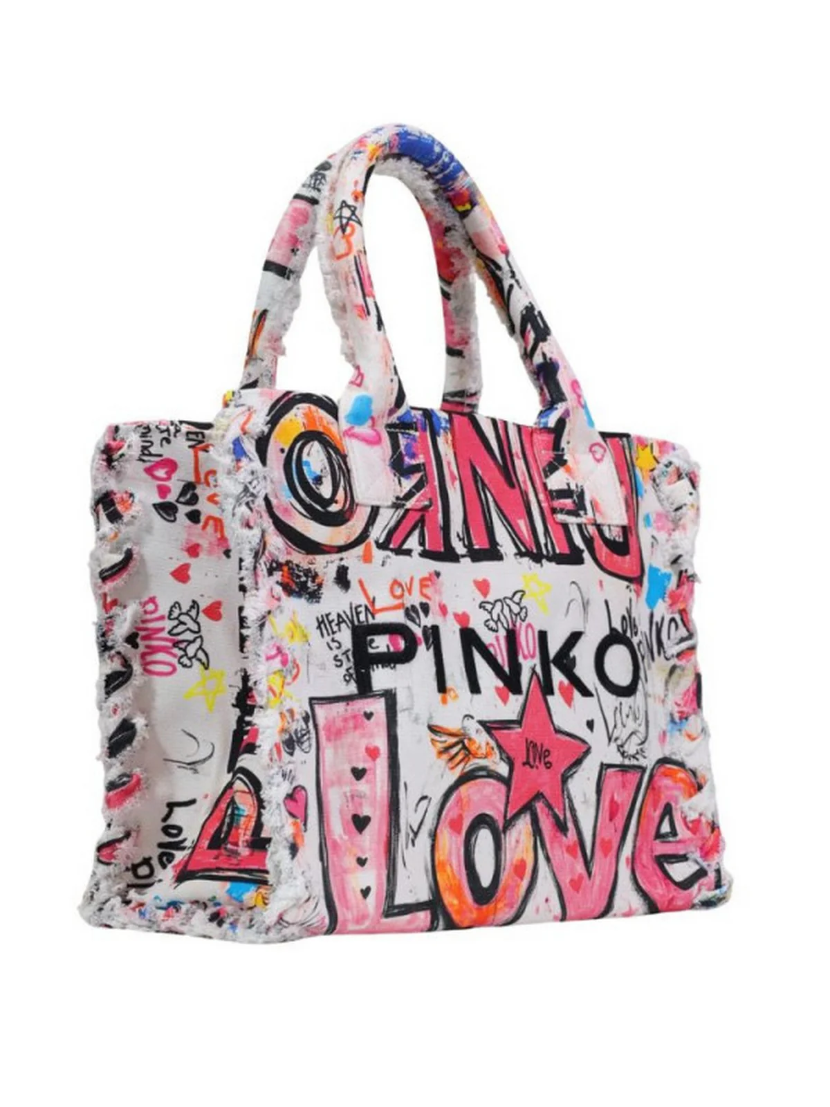 PINKO Borsa Donna BEACH SHOPPER CANVAS STAMPA GR 106673-A3B6 ZW0Q BIANCO/MULTICOLOR-ANTIQUE GOLD - Image 2