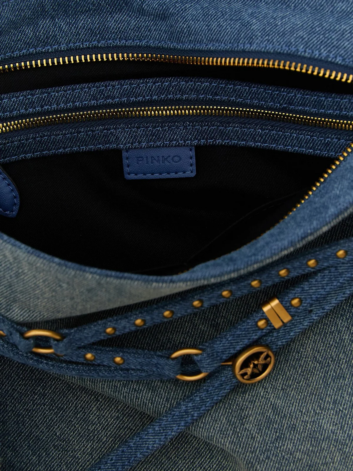 PINKO Borsa Donna BELT BAG BIG DENIM 105903-A31G PJDQ LAVAGGIO MEDIO-ANTIQUE GOLD - Image 4