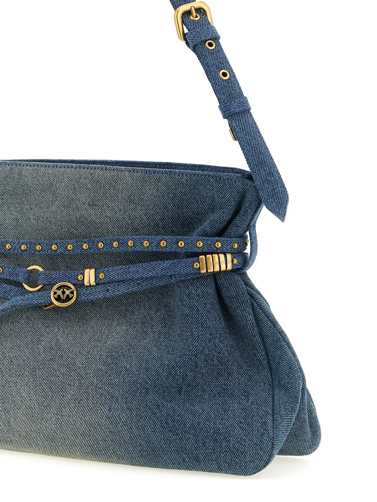 PINKO Borsa Donna BELT BAG BIG DENIM 105903-A31G PJDQ LAVAGGIO MEDIO-ANTIQUE GOLD - Image 5