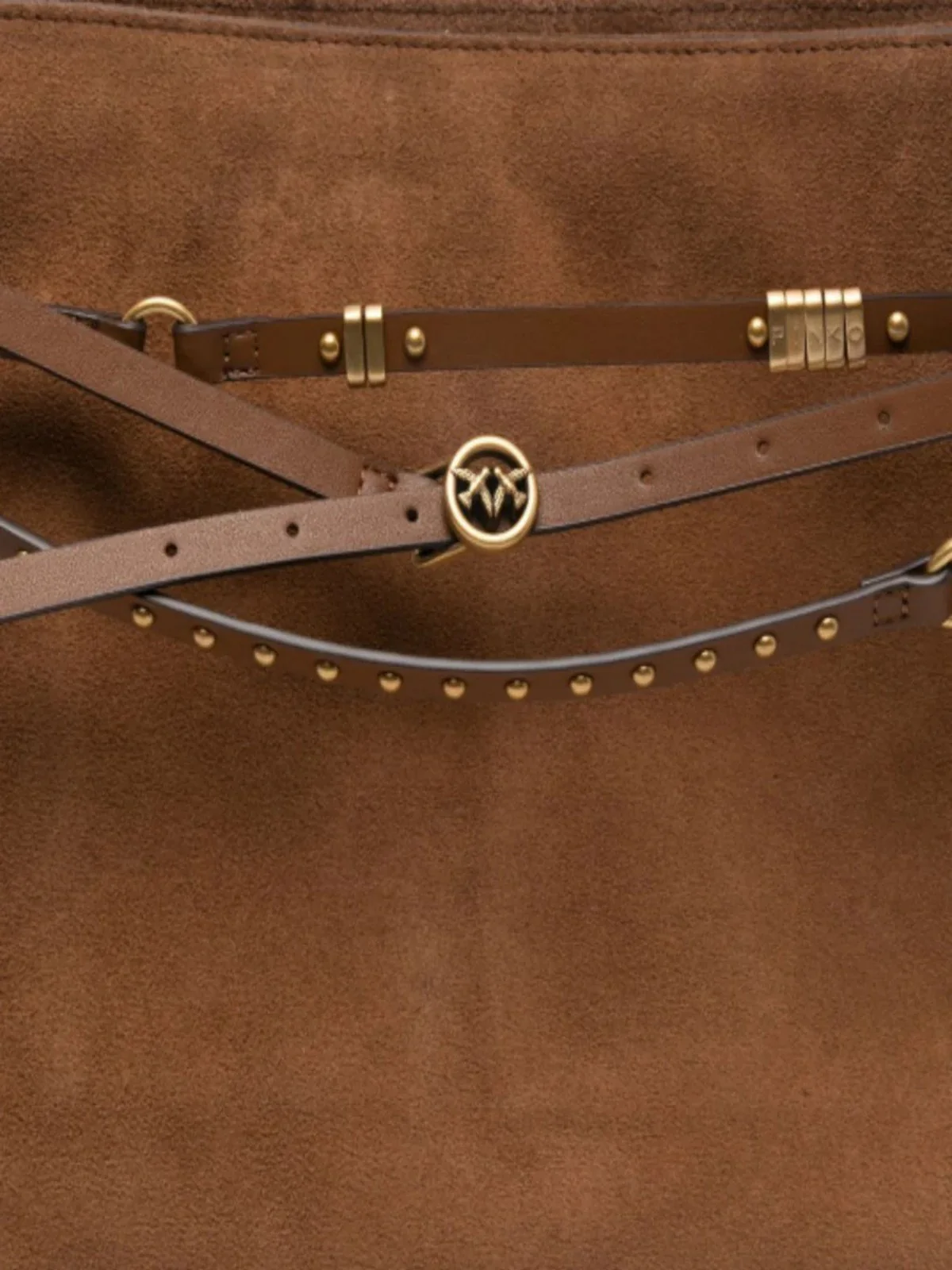 PINKO Borsa Donna BELT BAG BIG SUEDE 105903-A0F6 L17Q MARRONE - LEONE-ANTIQUE GOLD - Image 3