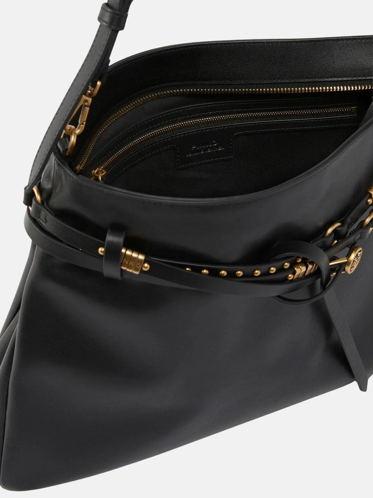 PINKO Borsa Donna BELT BAG BIG VITELLO MORBIDO 105903-A0QO Z99Q NERO-ANTIQUE GOLD - Image 4