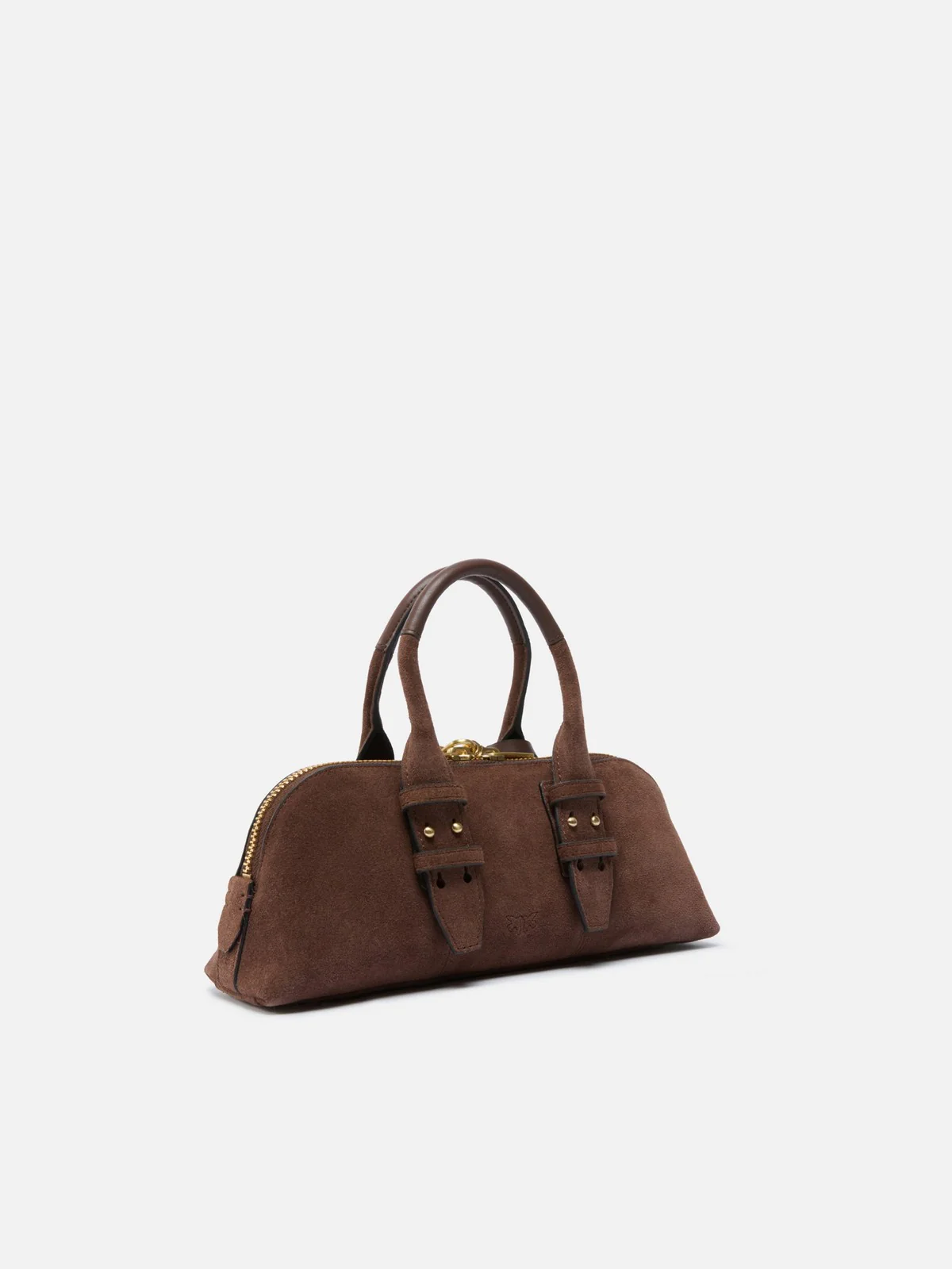 PINKO Borsa Donna BOWLING BAG HORIZONTAL SUEDE 105334-A2JH L74V MARRONE CASTANO MATT GOLD - Image 4