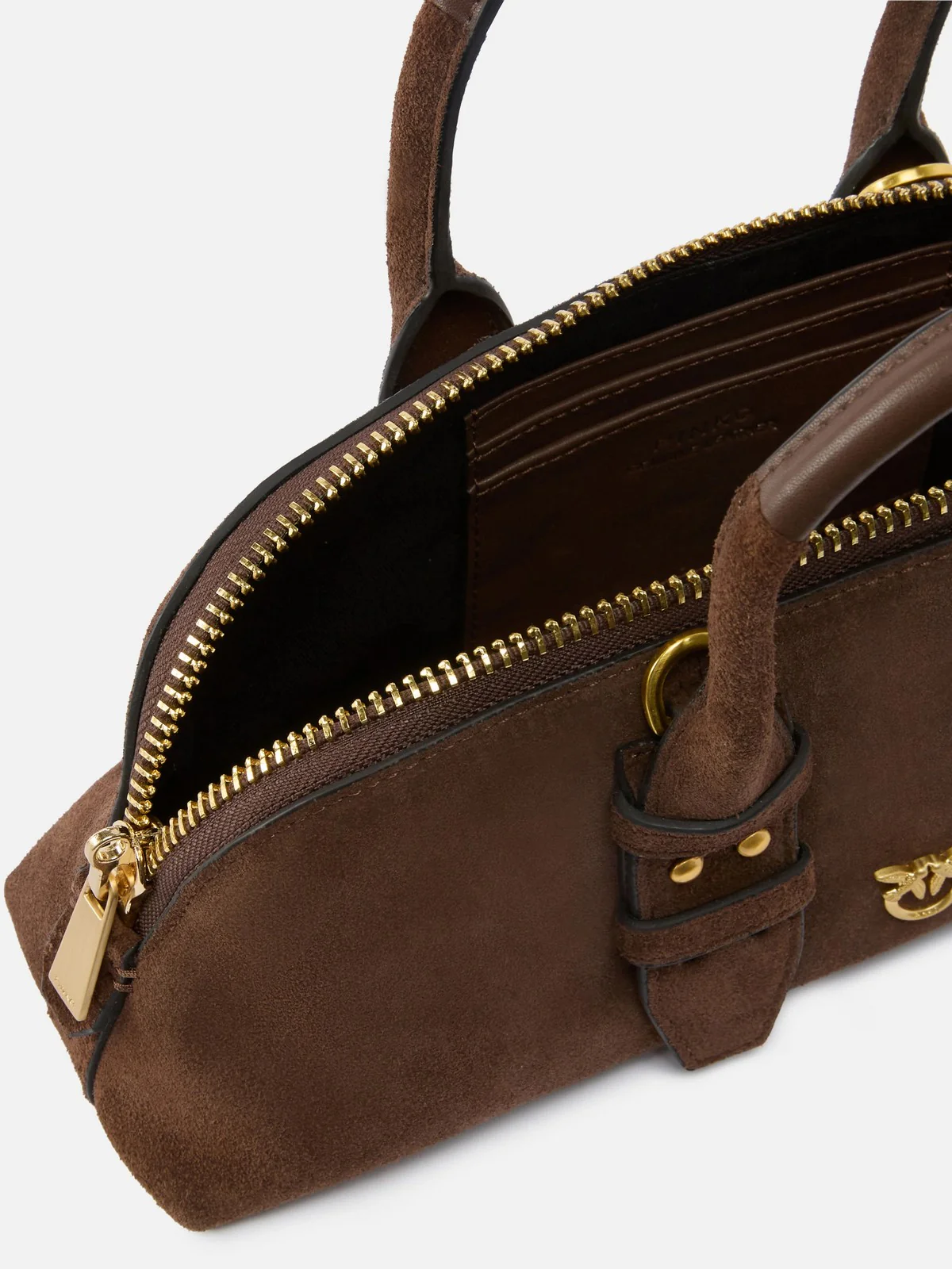 PINKO Borsa Donna BOWLING BAG HORIZONTAL SUEDE 105334-A2JH L74V MARRONE CASTANO MATT GOLD - Image 6
